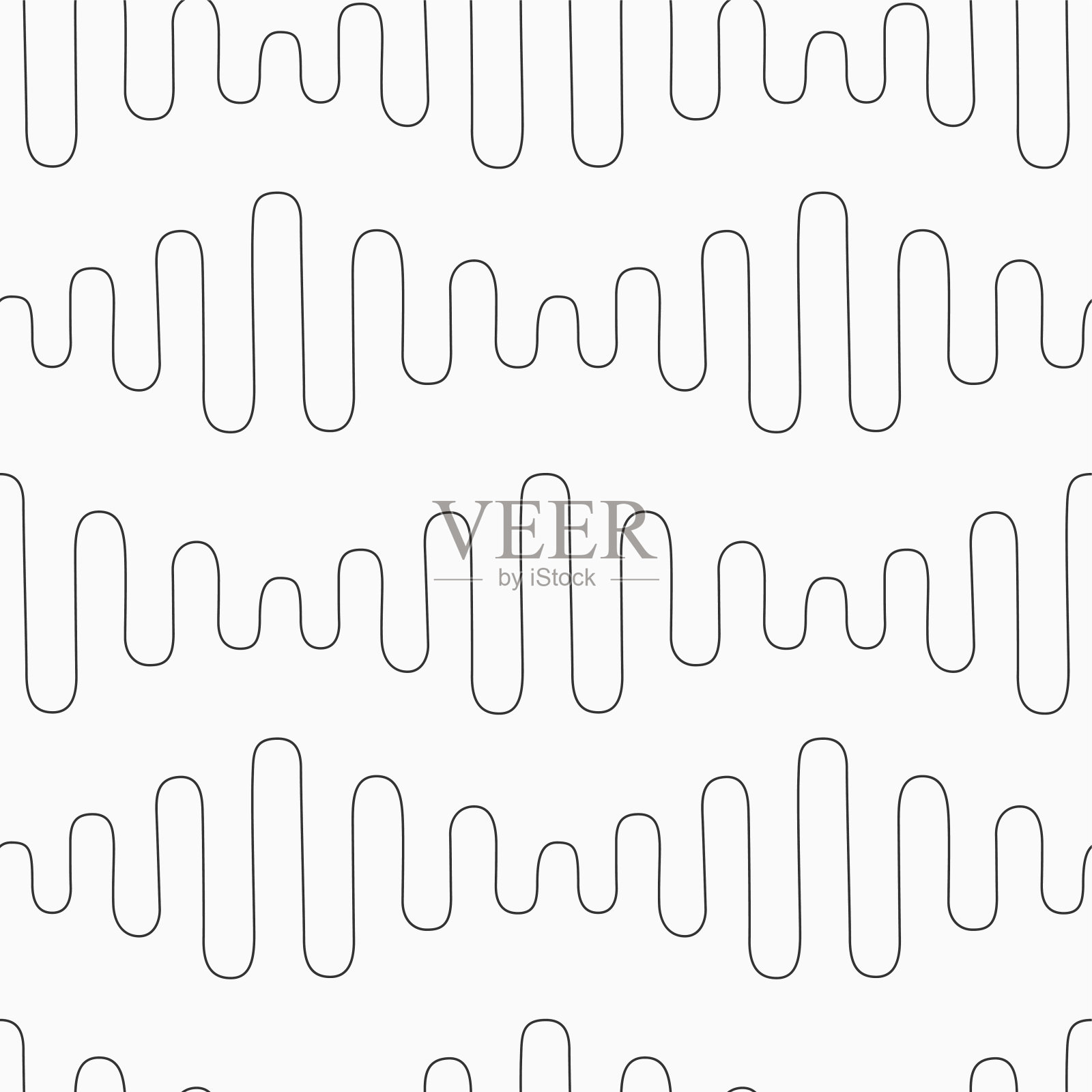 抽象手绘无缝矢量图案，光滑的波浪线，条纹。插画图片素材