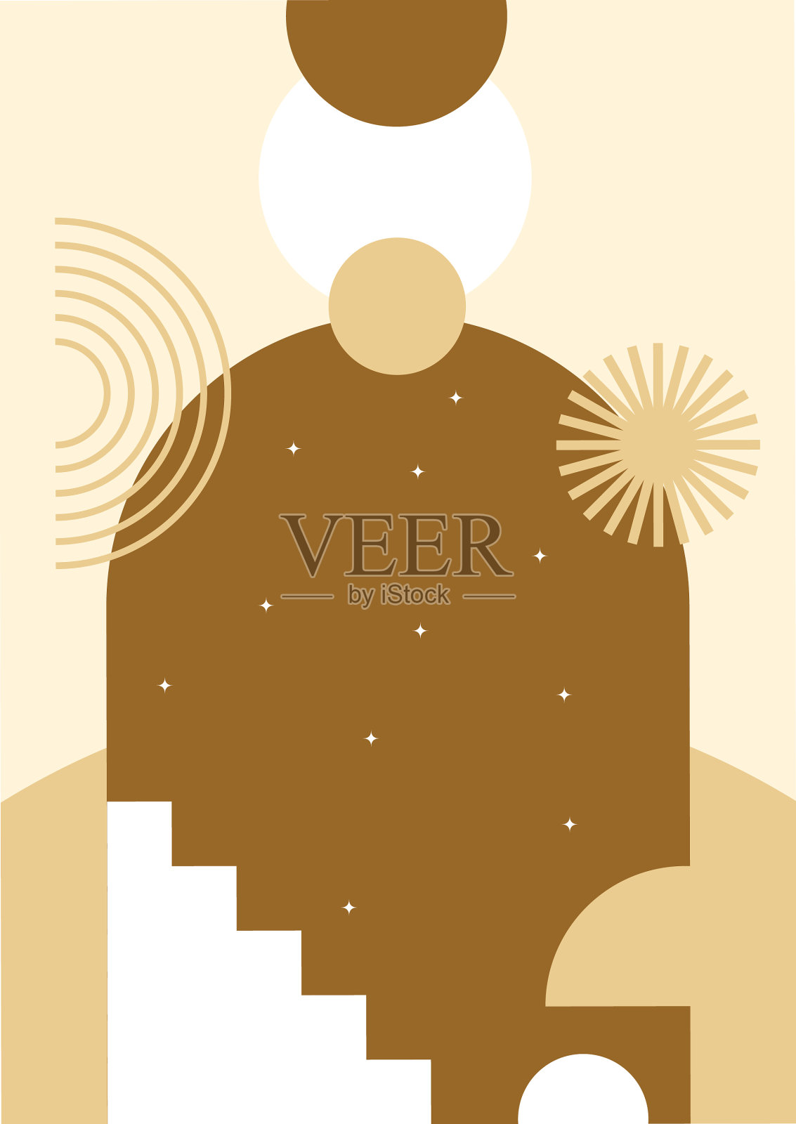 独特的形状，色彩丰富的平面波西米亚几何中性插画图片素材