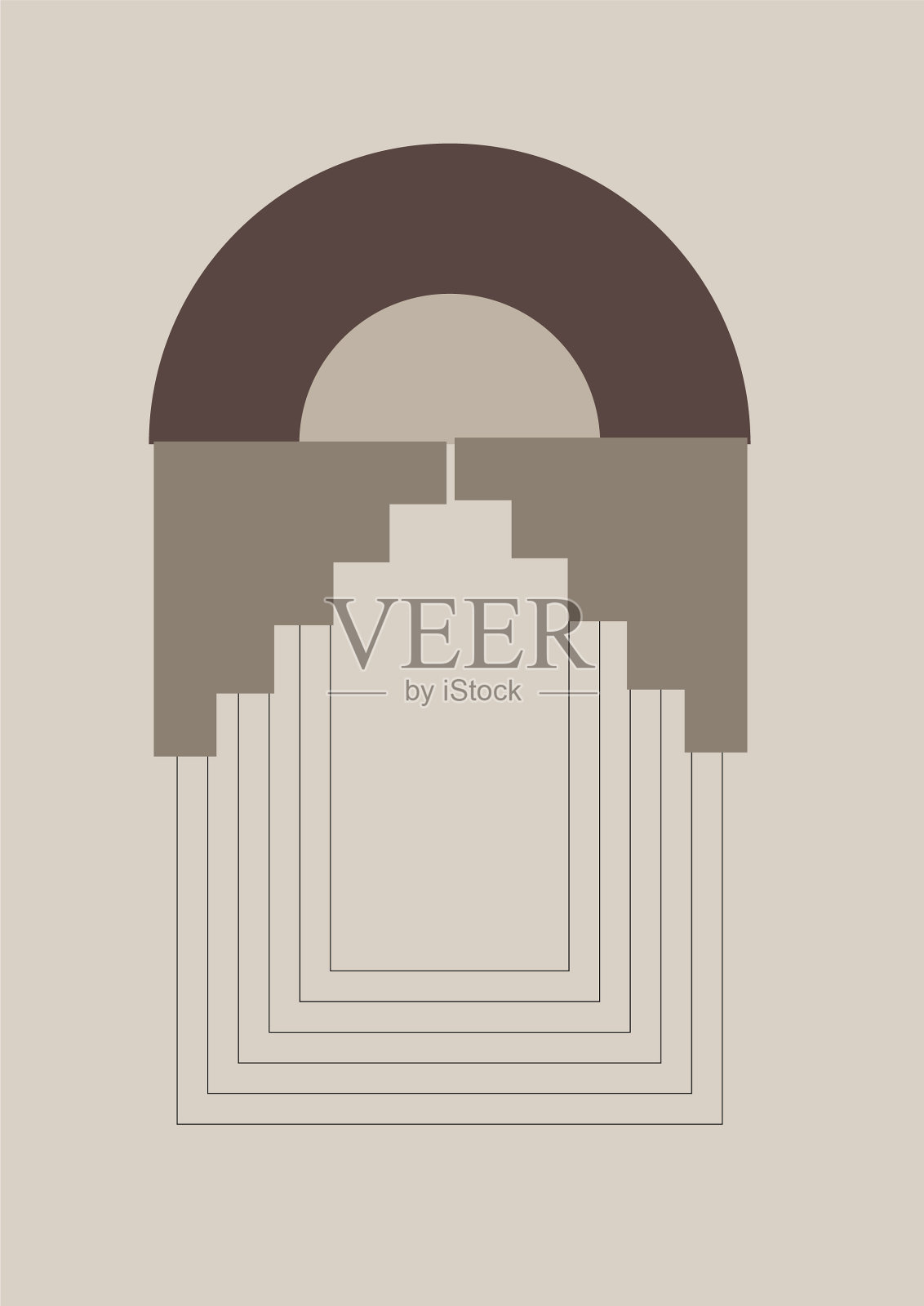 简单的形状平坦的波西米亚几何中性色插画图片素材