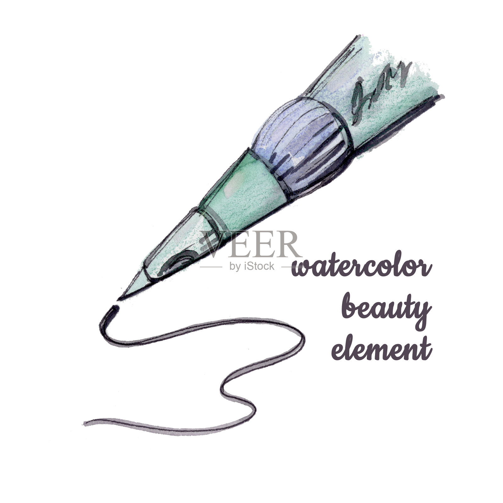 冷水水彩永久彩妆机插画图片素材