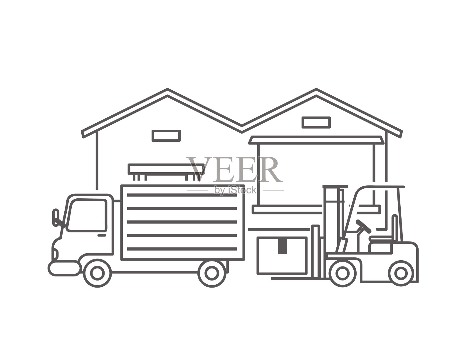 行李运输，送货，卡车移动插画图片素材