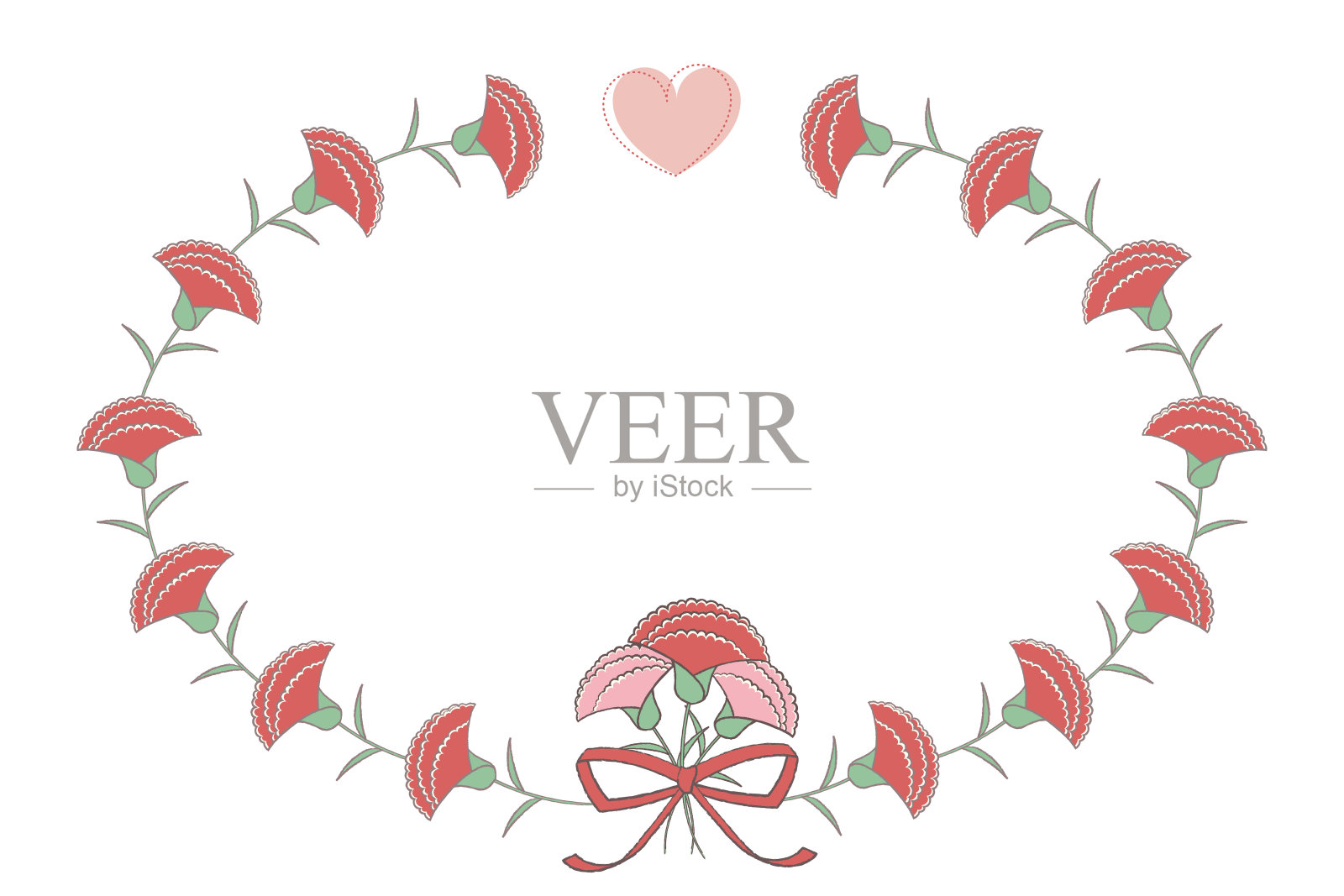 粉色和红色康乃馨贺卡插画图片素材