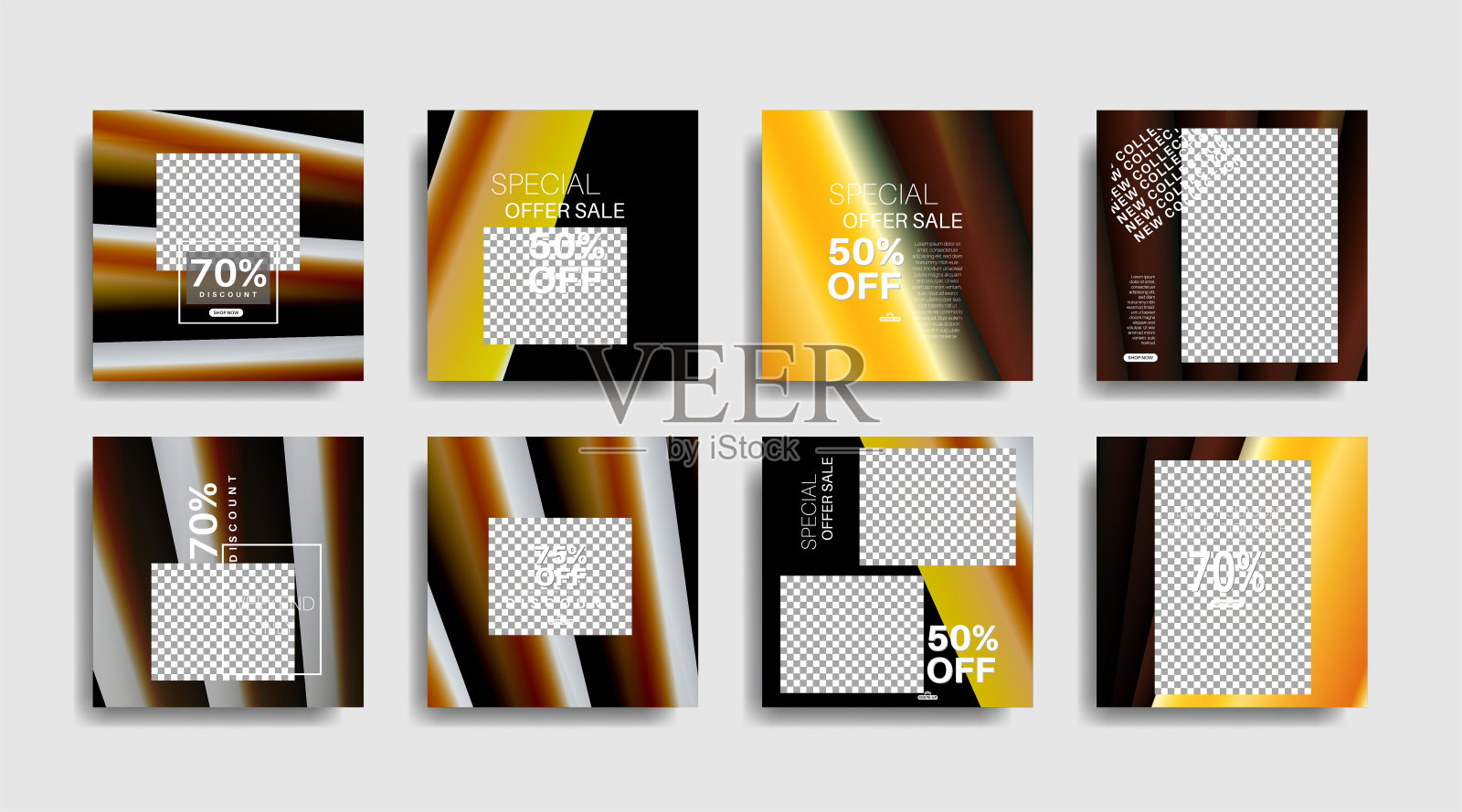 现代推广方网横幅为社交媒体。矢量设计说明插画图片素材