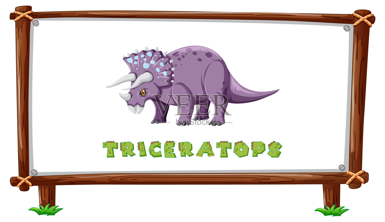 框架模板与恐龙和文字三角龙设计内插画图片素材