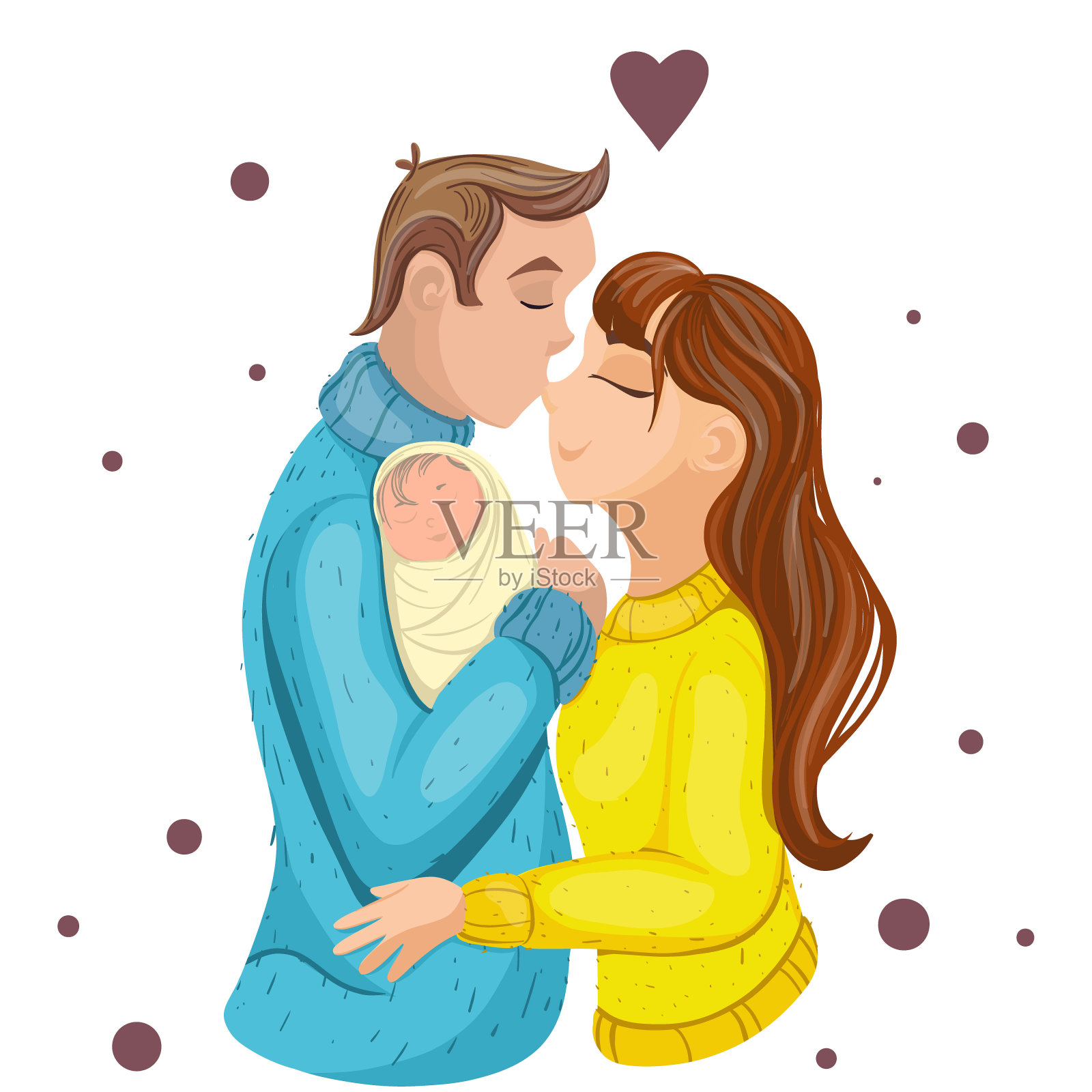 幸福的夫妻插画图片素材