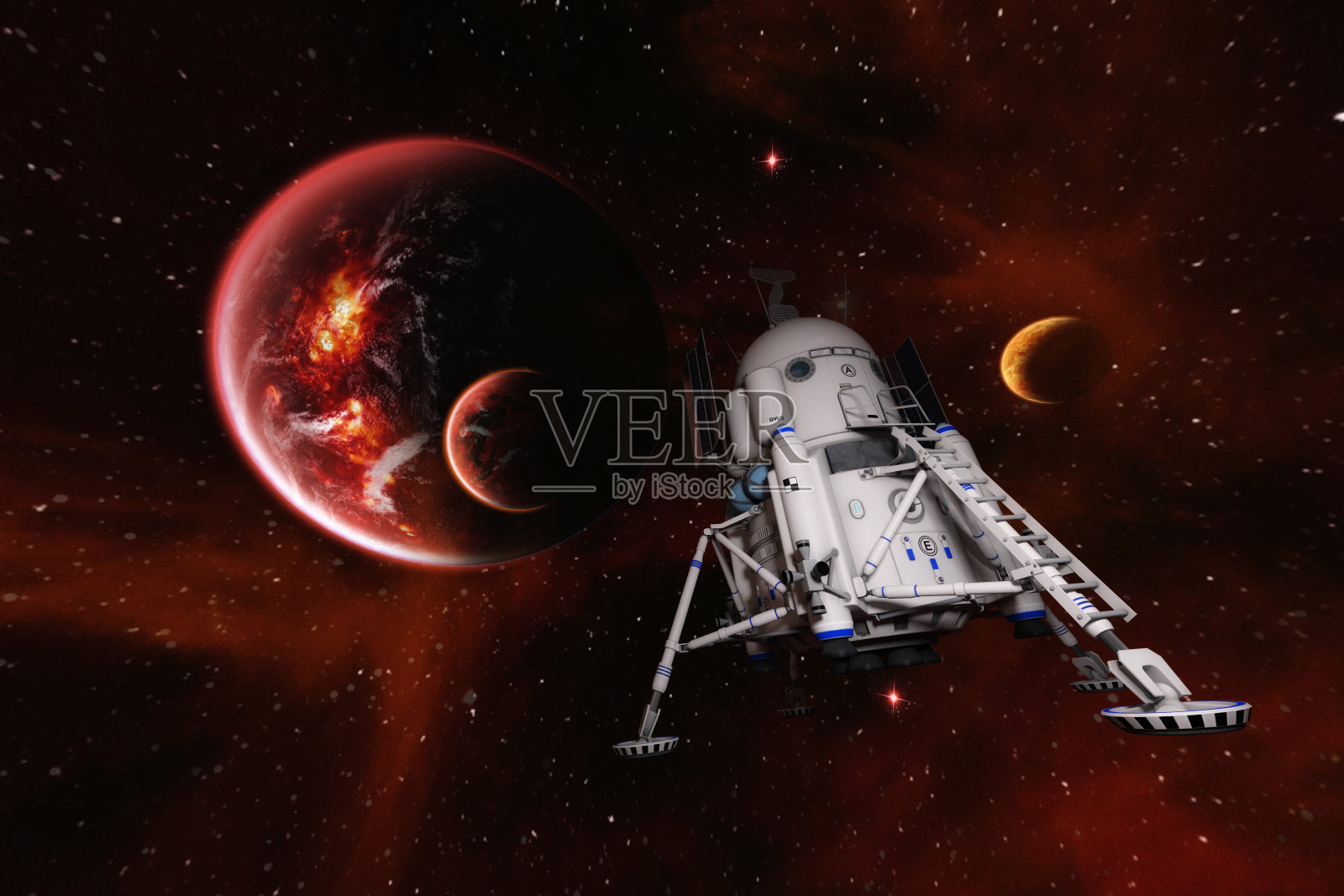 一个科幻场景的艺术3D插图照片摄影图片