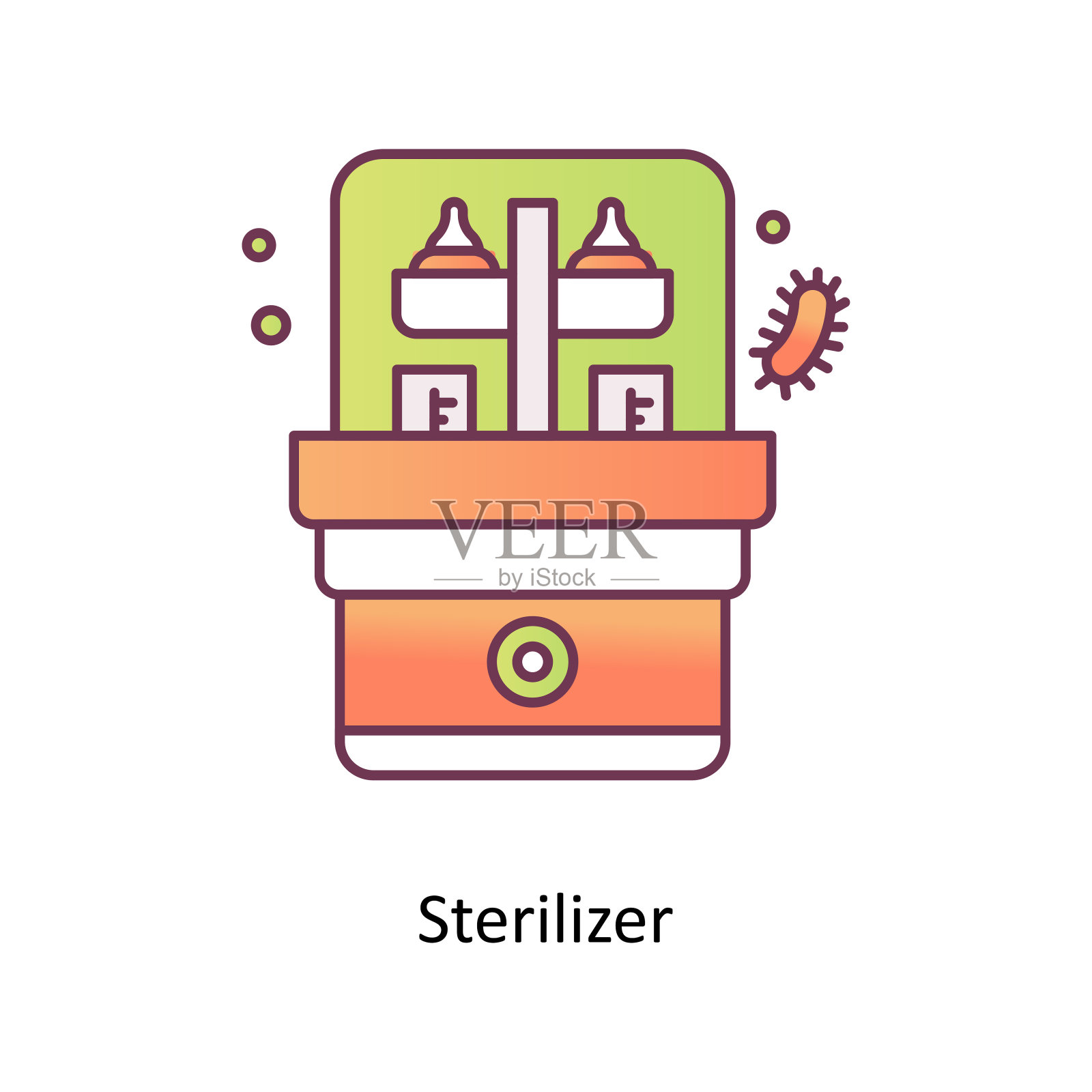 消毒器矢量填充轮廓图标设计说明。白色背景EPS 10文件上的医疗和实验室设备符号插画图片素材