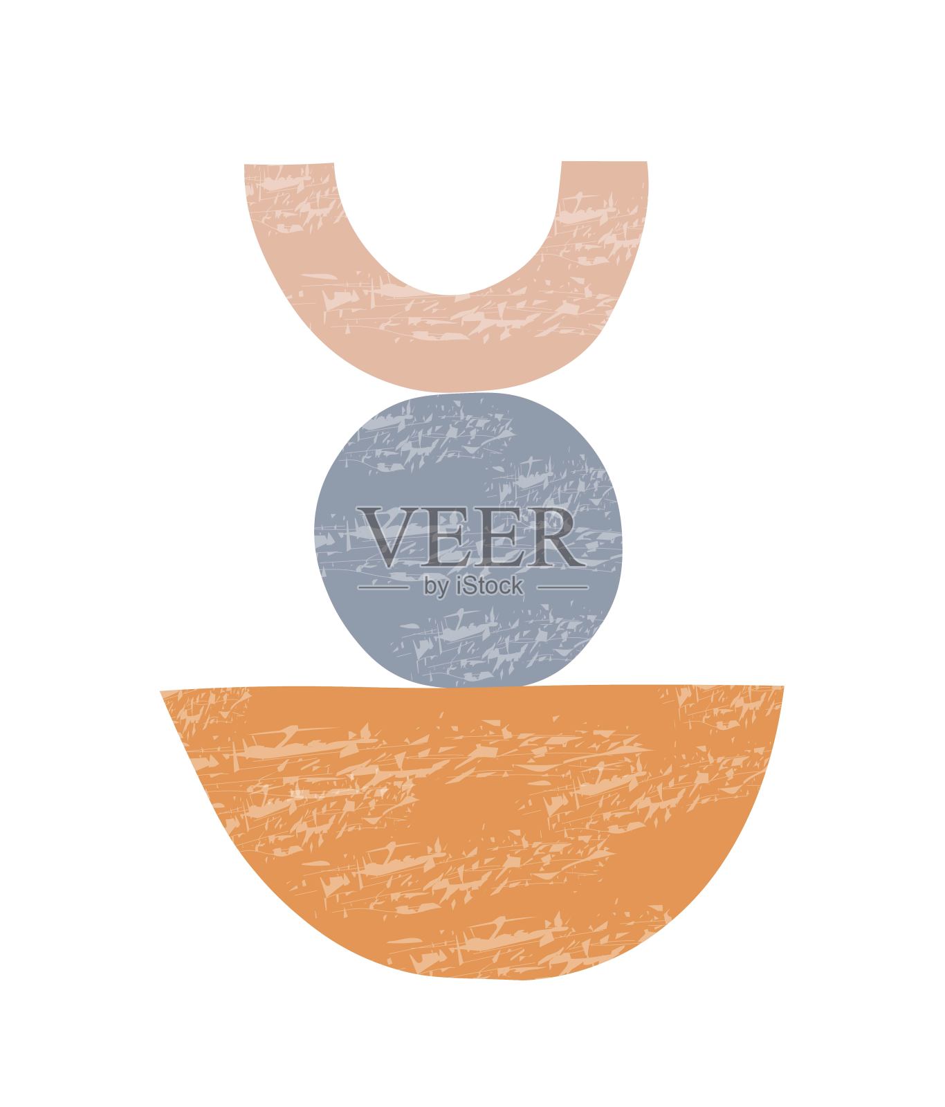 波希米亚平衡海报与彩虹插画图片素材