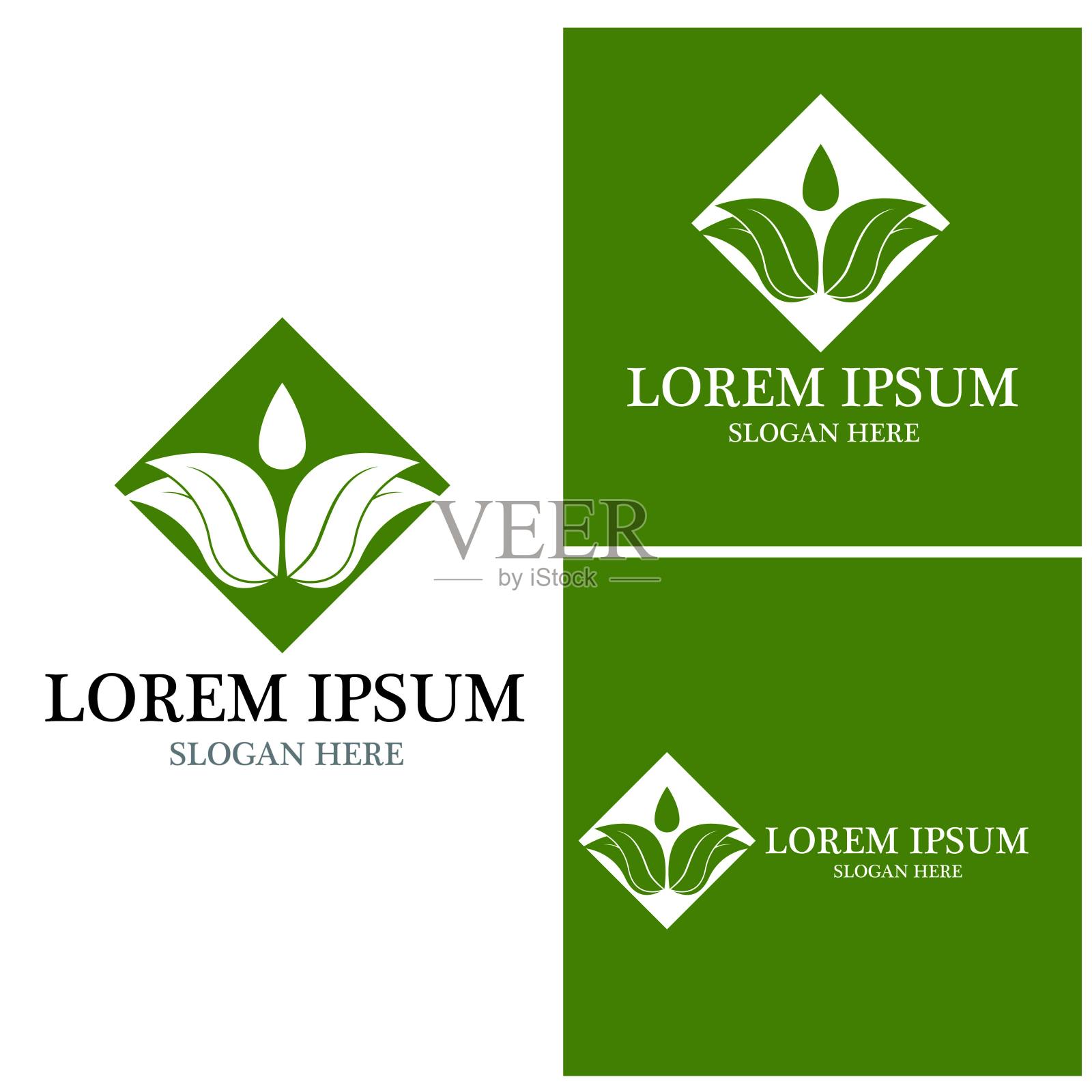 自然叶图标和符号模板矢量插画图片素材