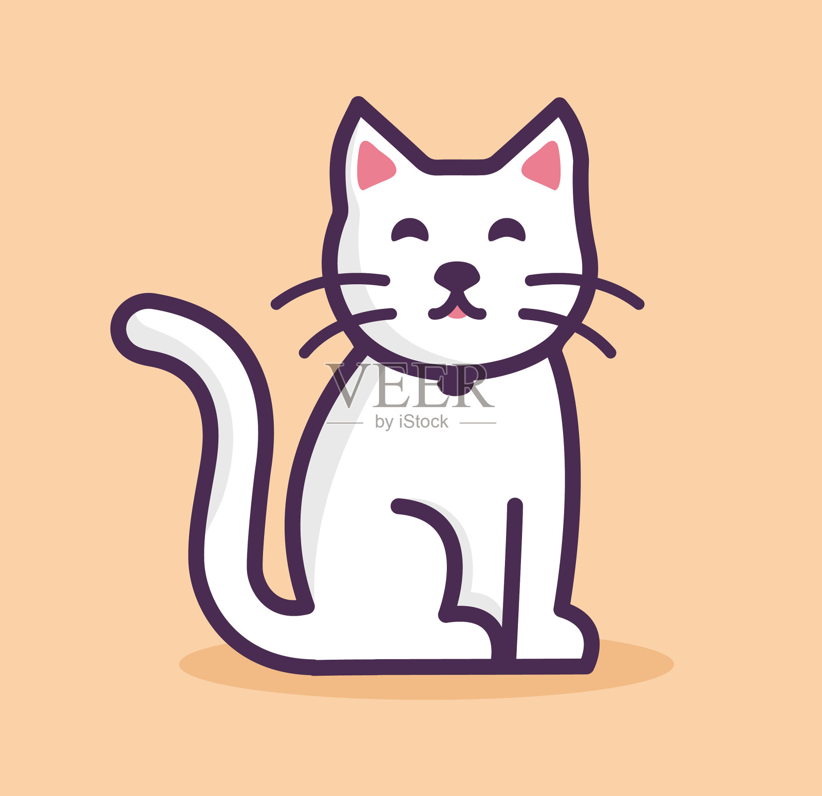 站立的白猫矢量插图插画图片素材