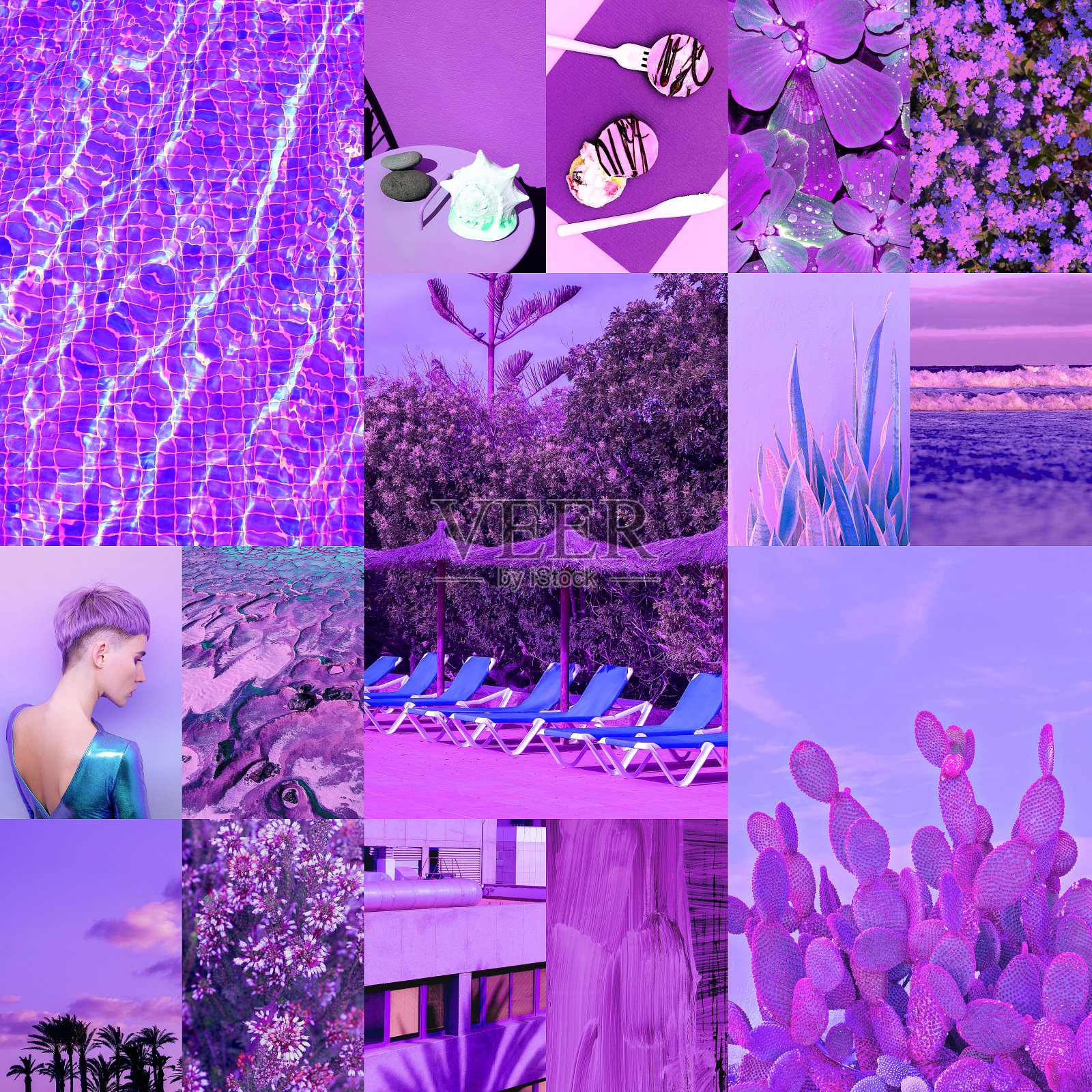 一套时尚的美学照片拼贴。一个顶级颜色的极简图像。颜色的情绪板照片摄影图片