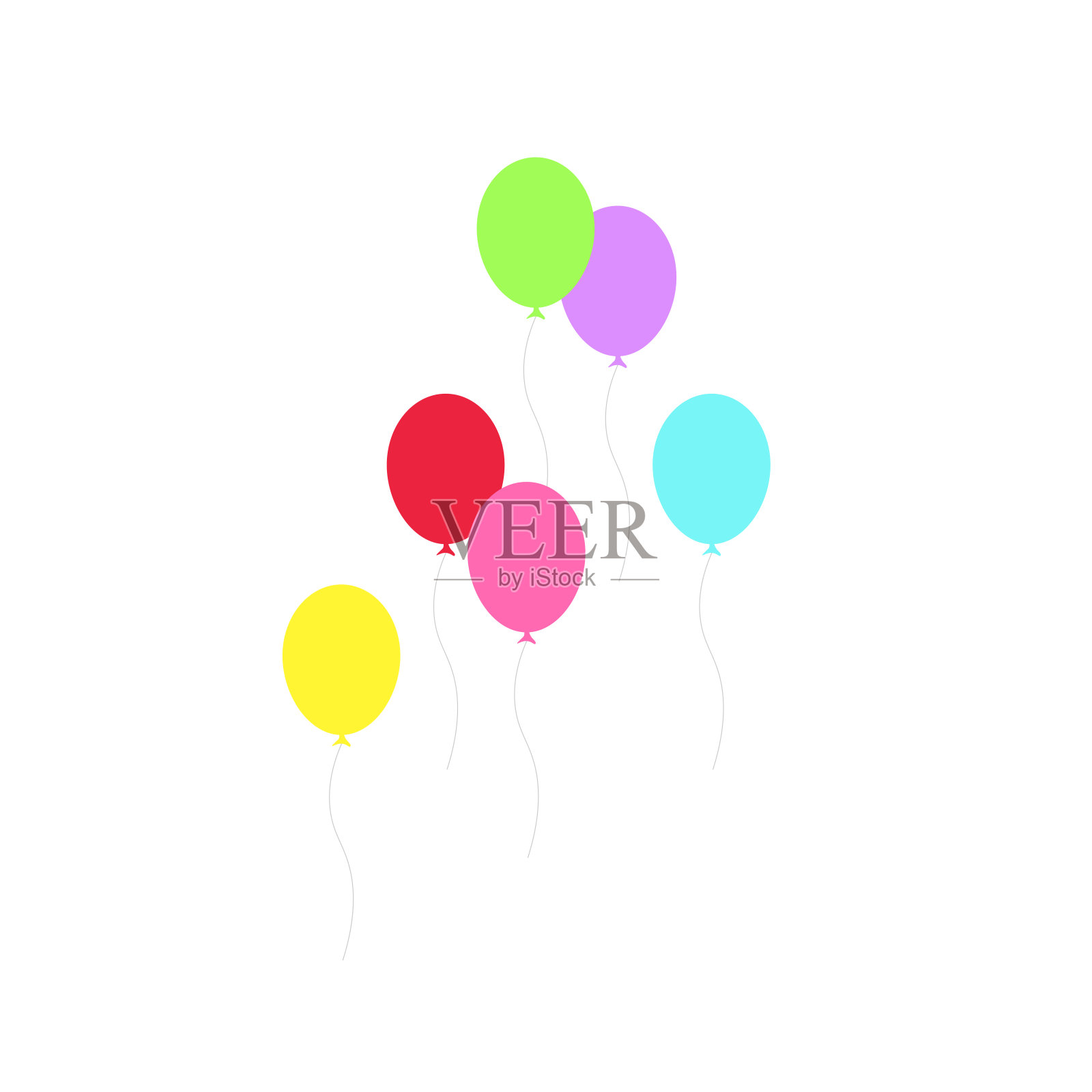 生日宴，生日派对，许多彩色气球，平面矢量插图和图标设计元素图片