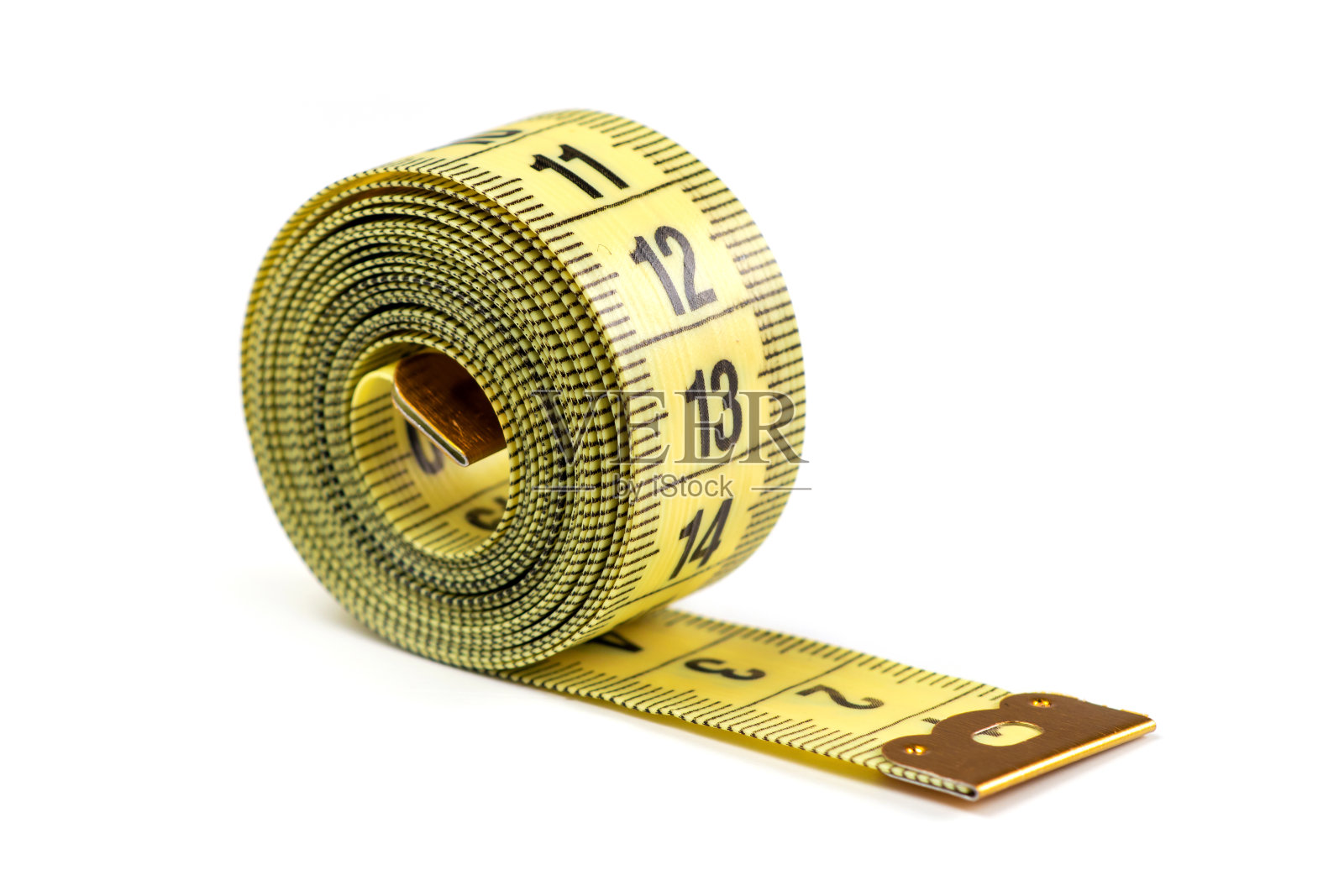黄色卷尺孤立在白色背景上照片摄影图片