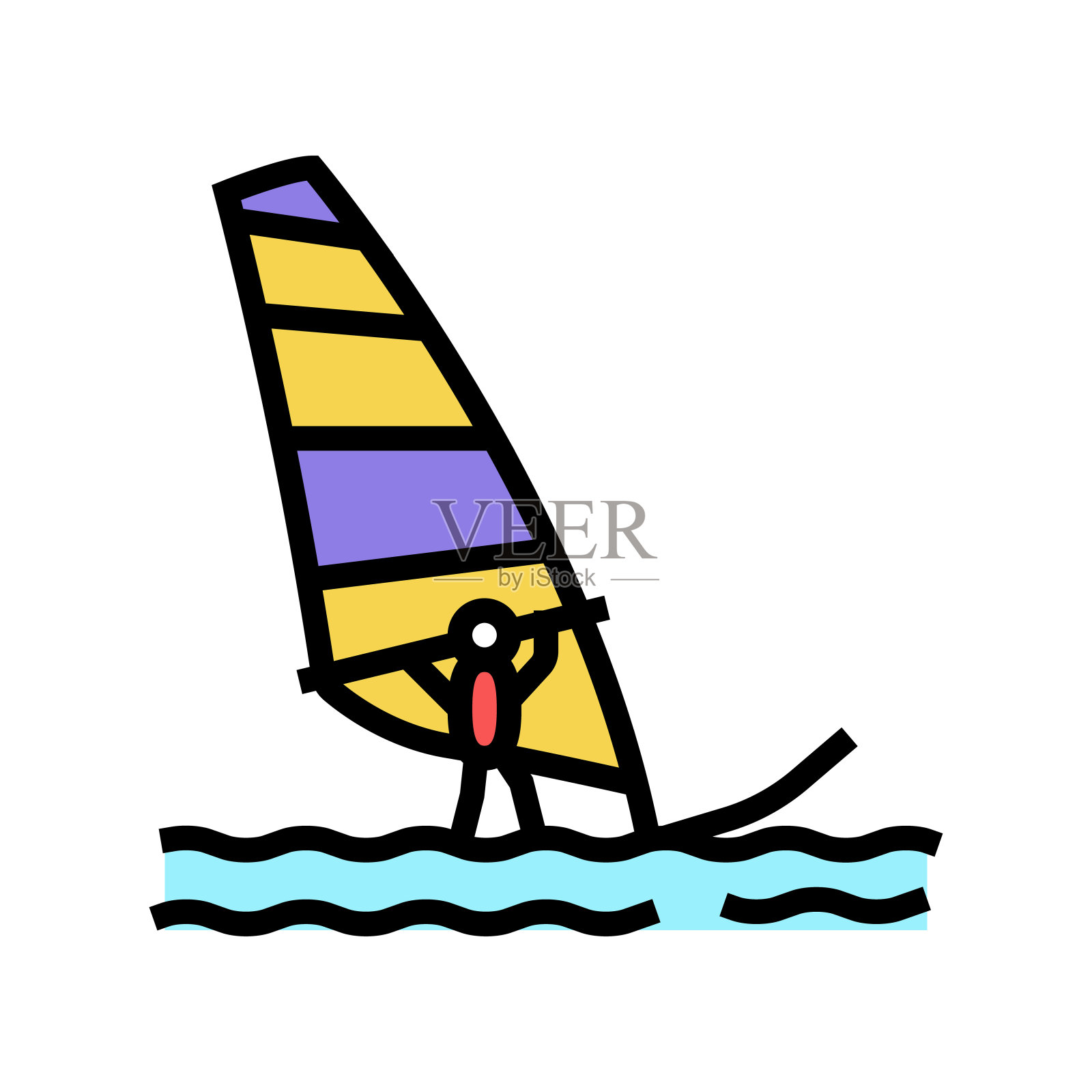 风帆极限运动颜色图标矢量插图插画图片素材