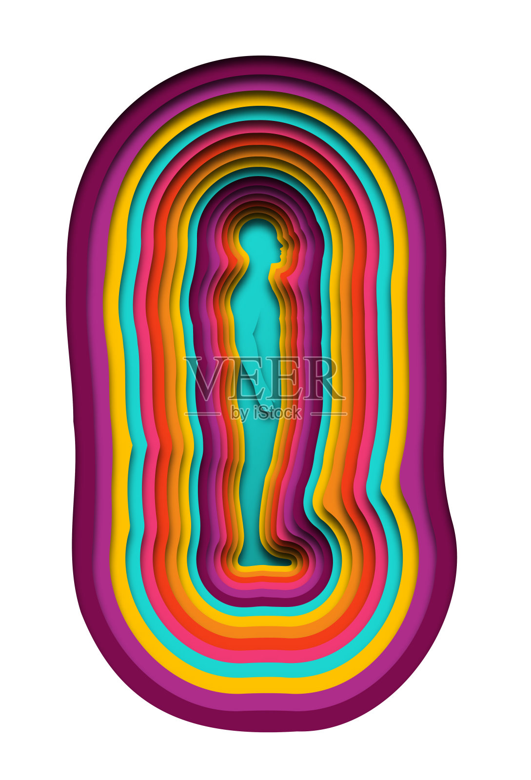 彩色剪纸分层全身男子插图插画图片素材