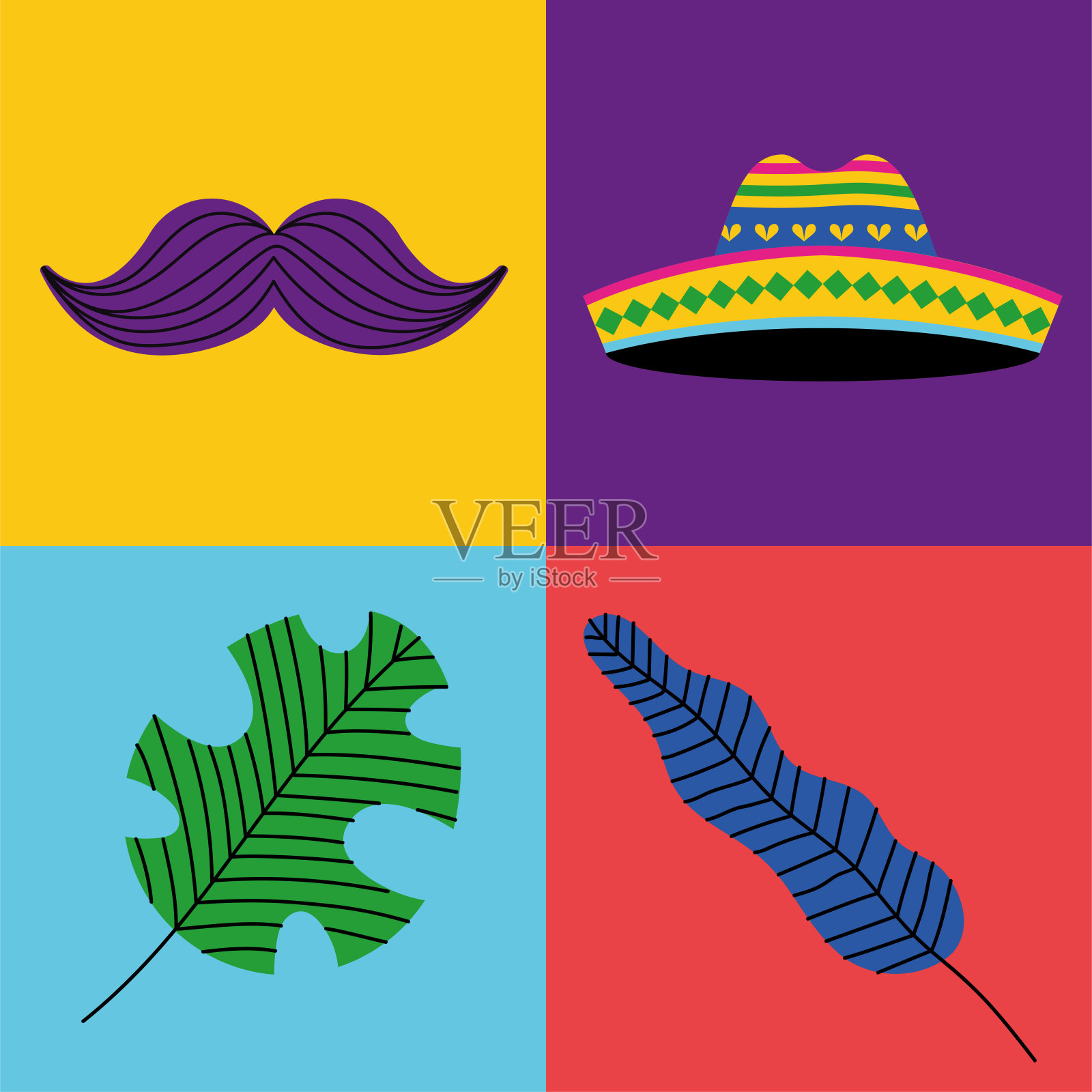 五月五日节四个圣像插画图片素材