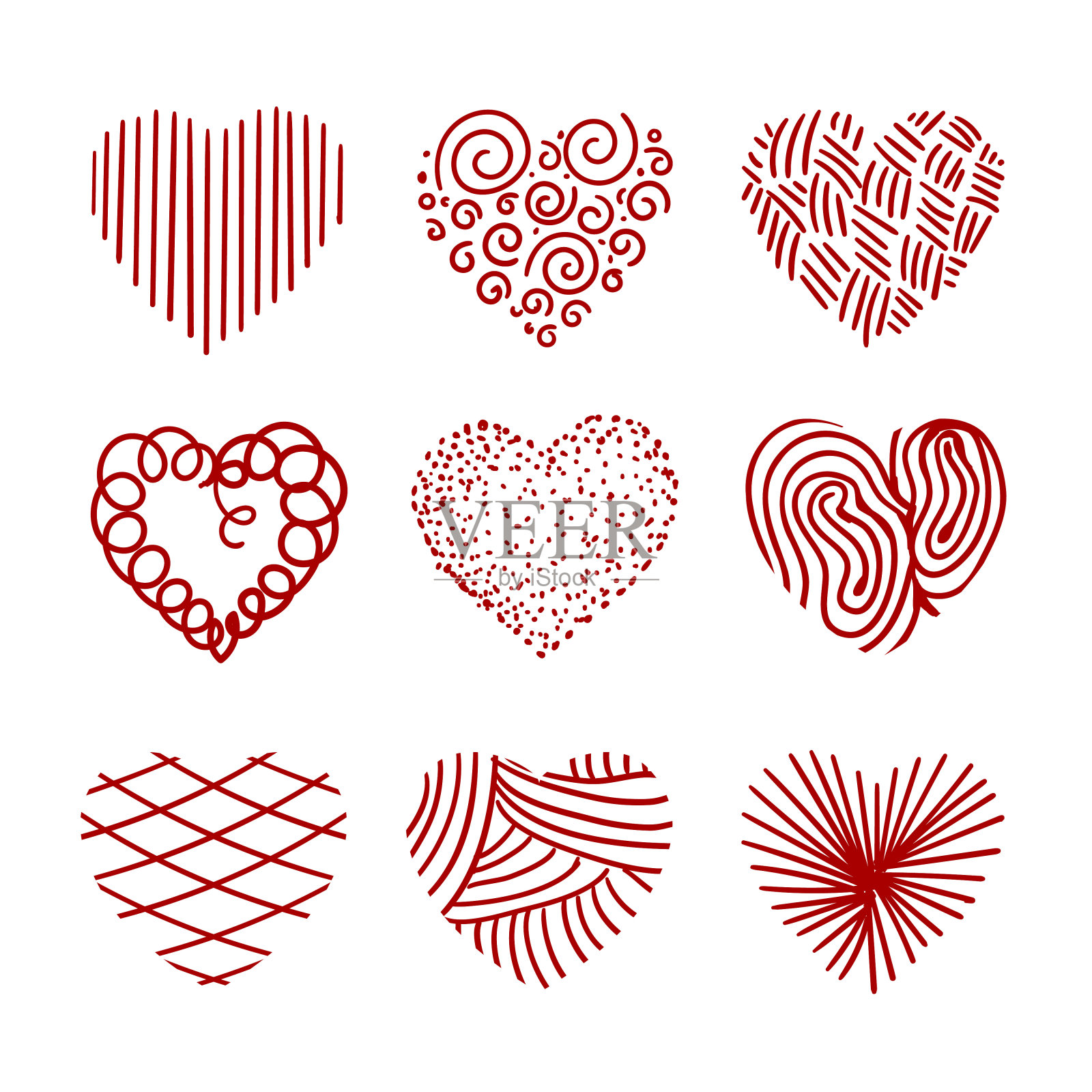 几个矢量心的集合。插画图片素材