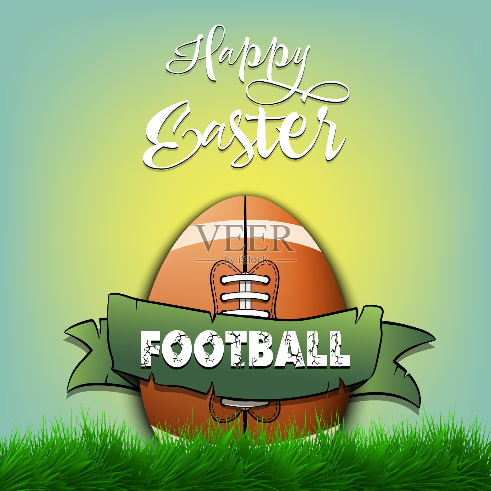 复活节快乐。足球形状的鸡蛋插画图片素材