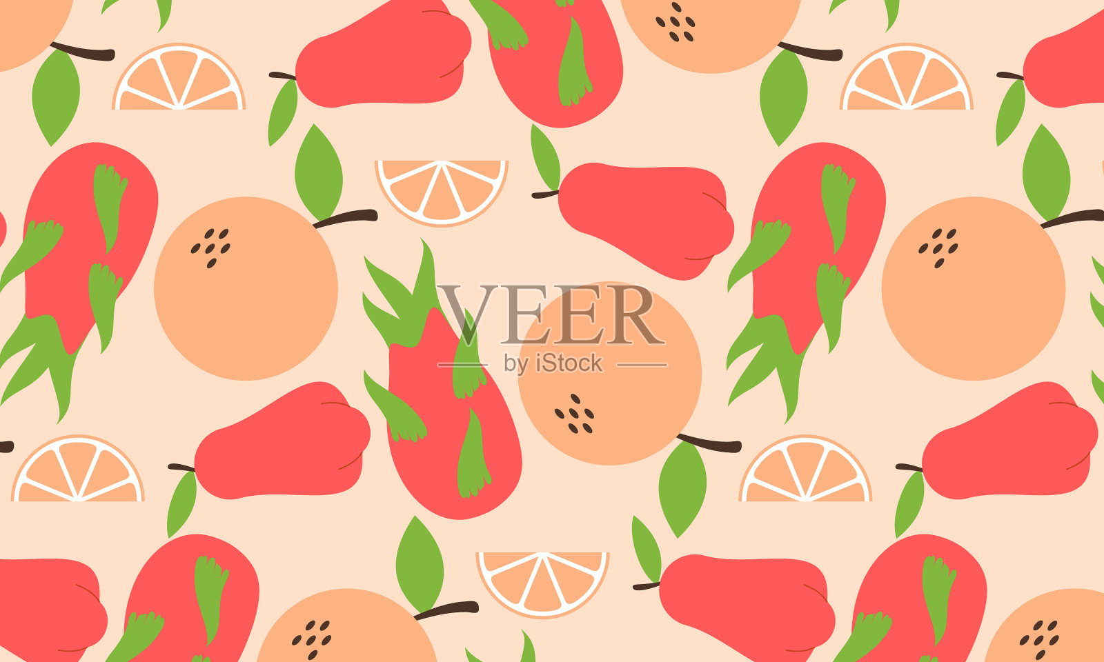 水果收集在平面手绘风格插画图片素材