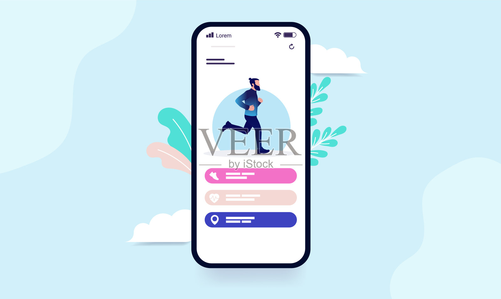 智能手机上的跑步和慢跑应用设计模板素材