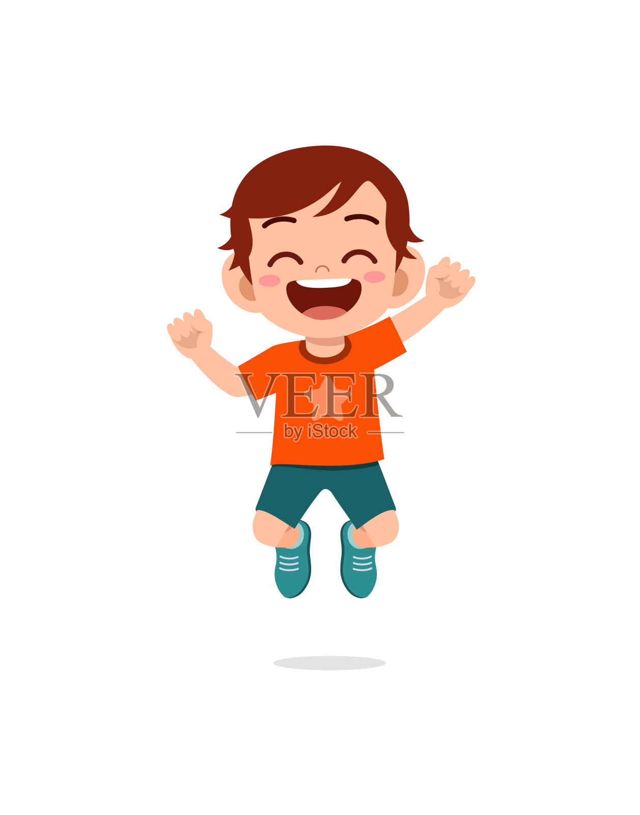可爱的小朋友跳着，感到很开心插画图片素材