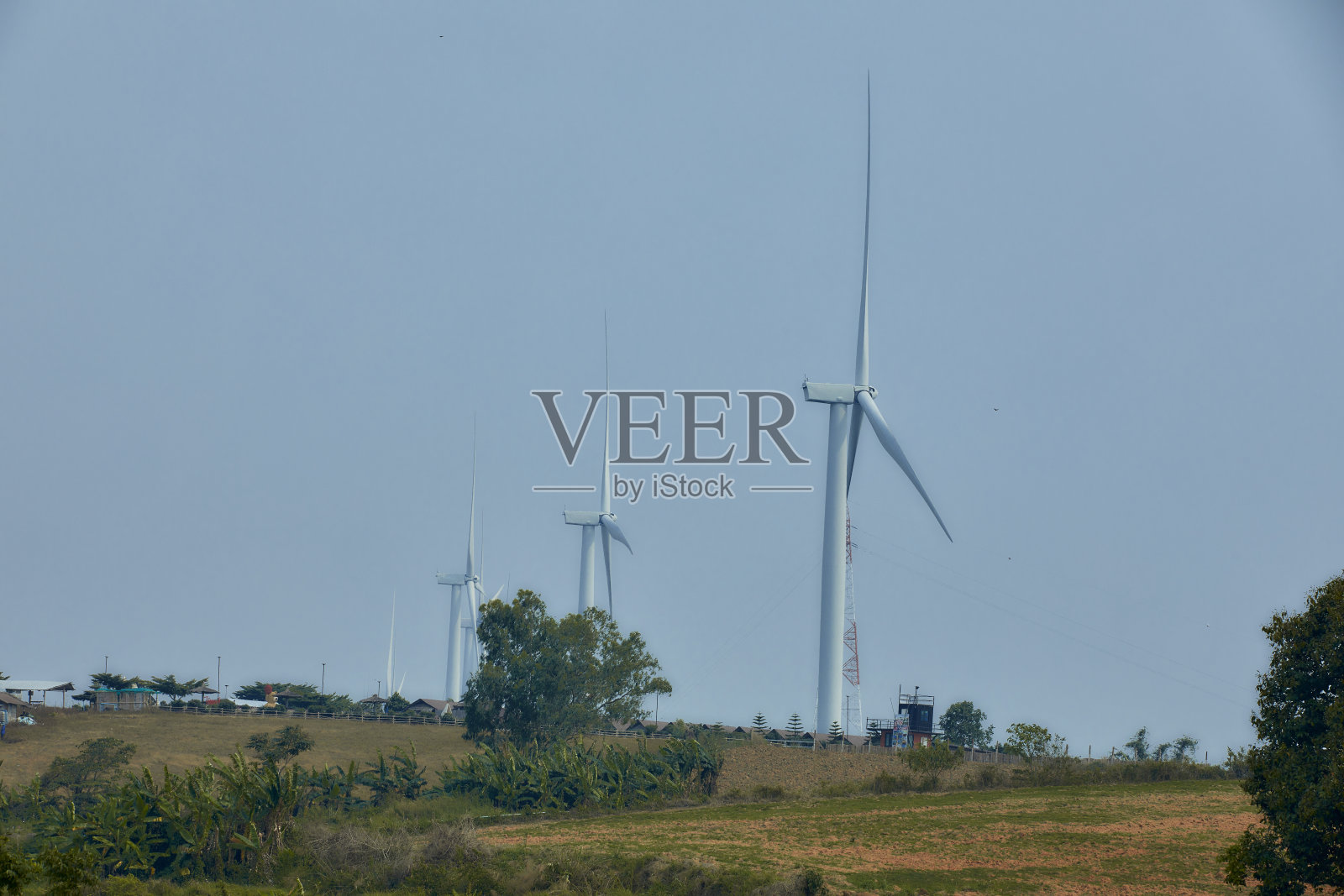 农村的风力涡轮机照片摄影图片