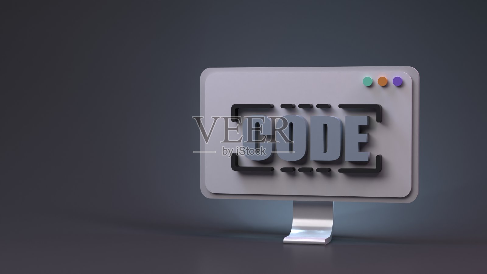 计算机上的代码符号。编程的概念。3 d渲染。照片摄影图片