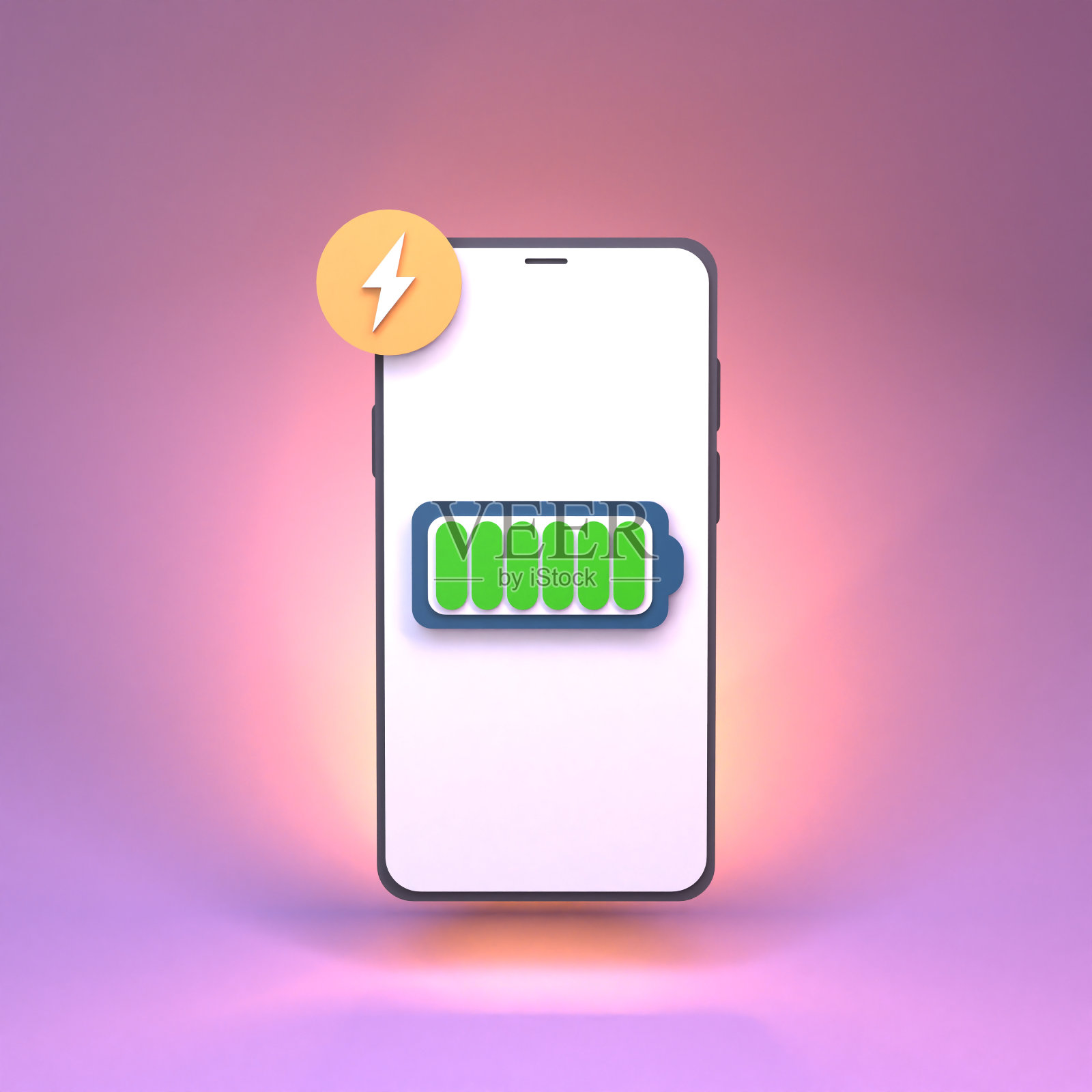 完全充电电池。3 d渲染。照片摄影图片