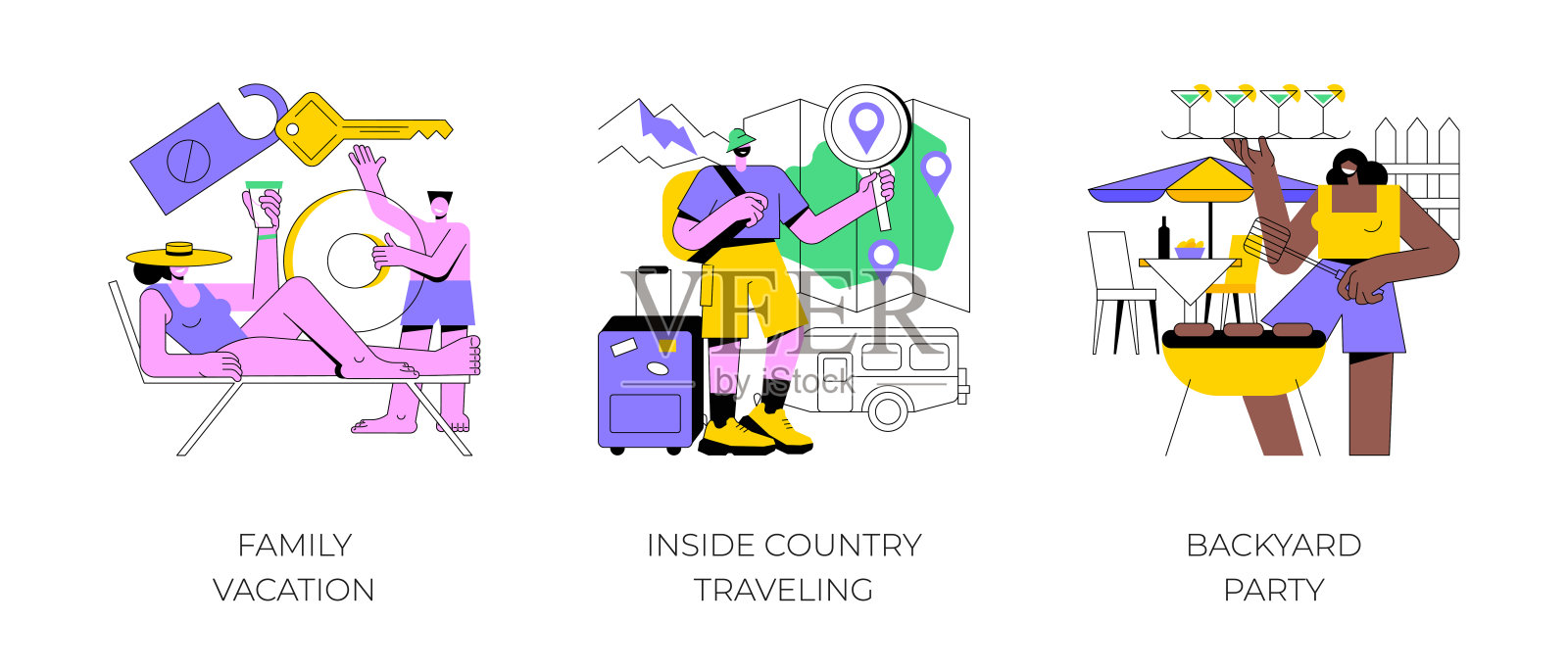 家庭冒险和有趣的抽象概念矢量插图。插画图片素材