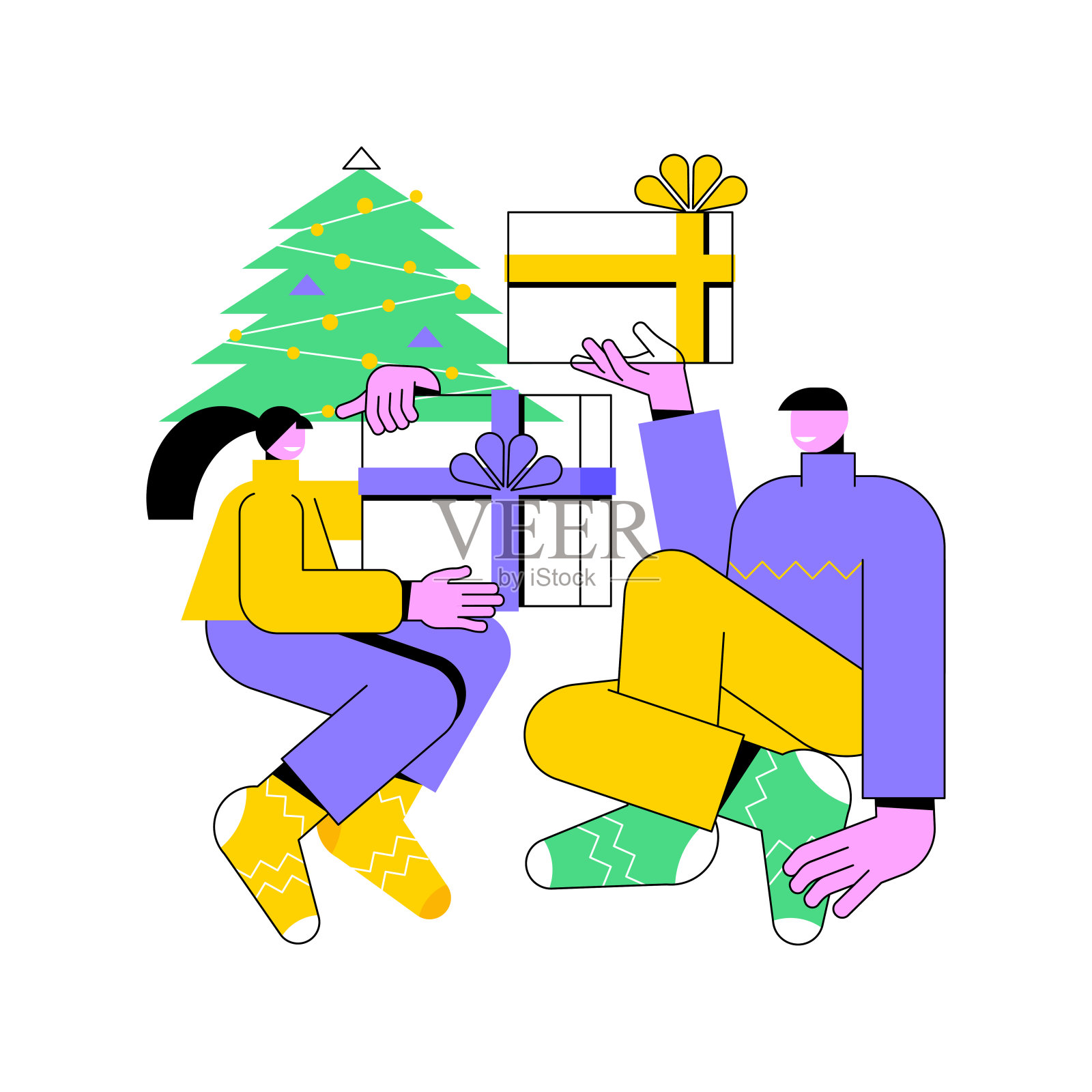 寒假抽象概念矢量插图。插画图片素材