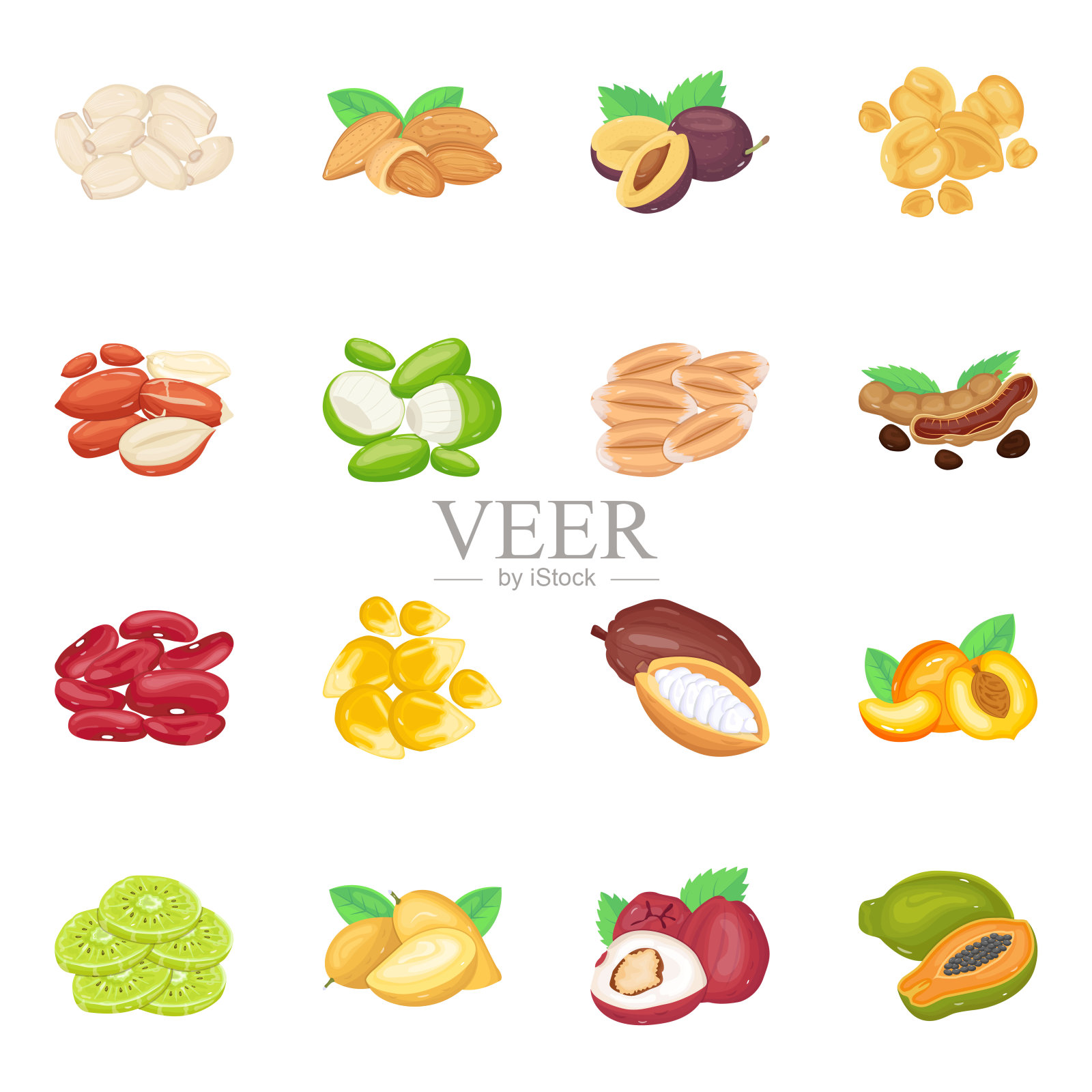 包装干果和豆类等距图标插画图片素材