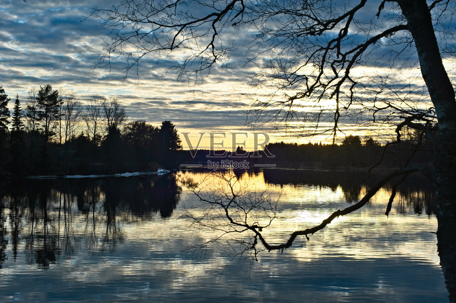 河边的日落照片摄影图片