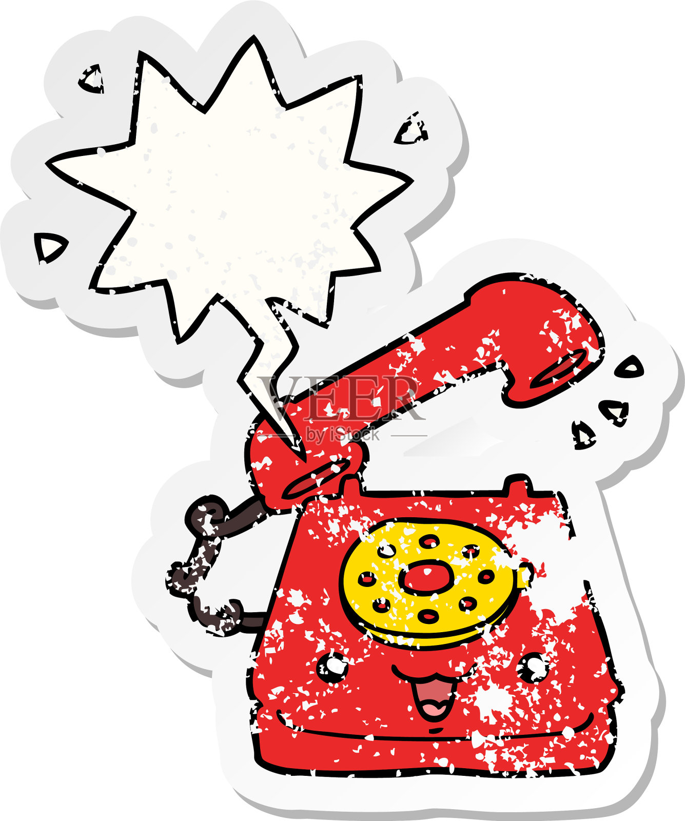 可爱的卡通电话和语音泡泡插画图片素材