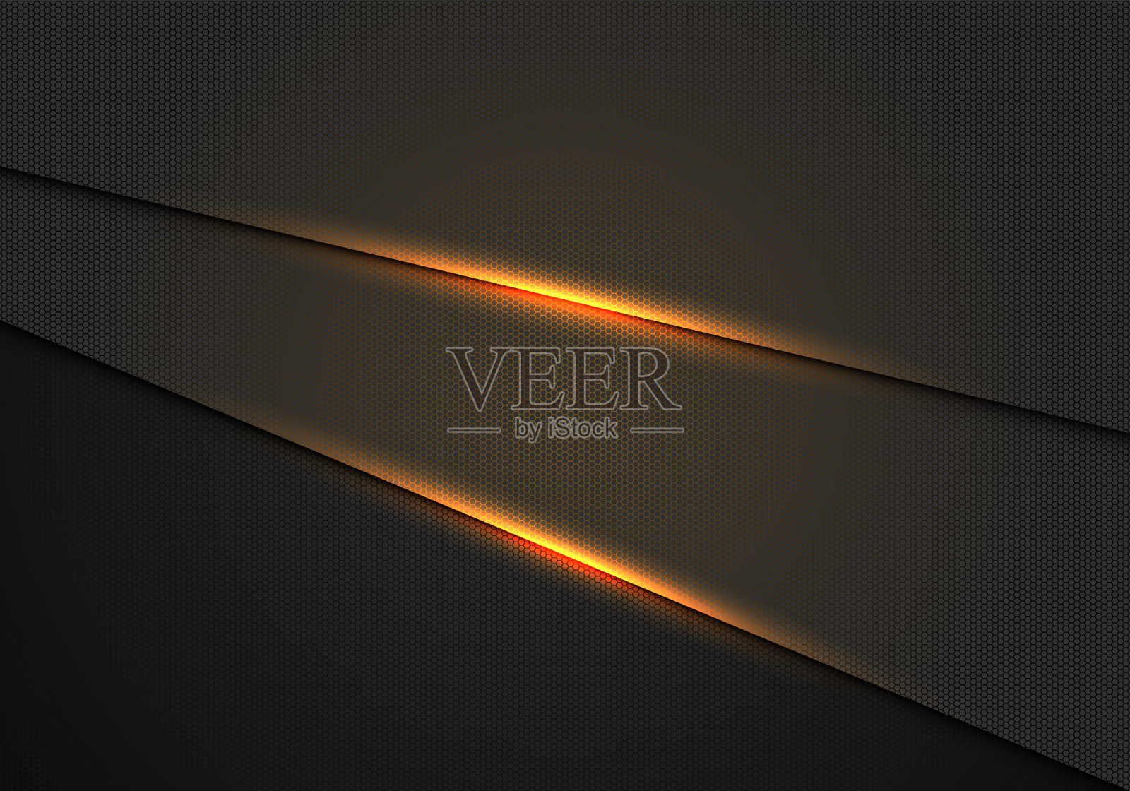 深色金属六边形网格上的金光效果插画图片素材