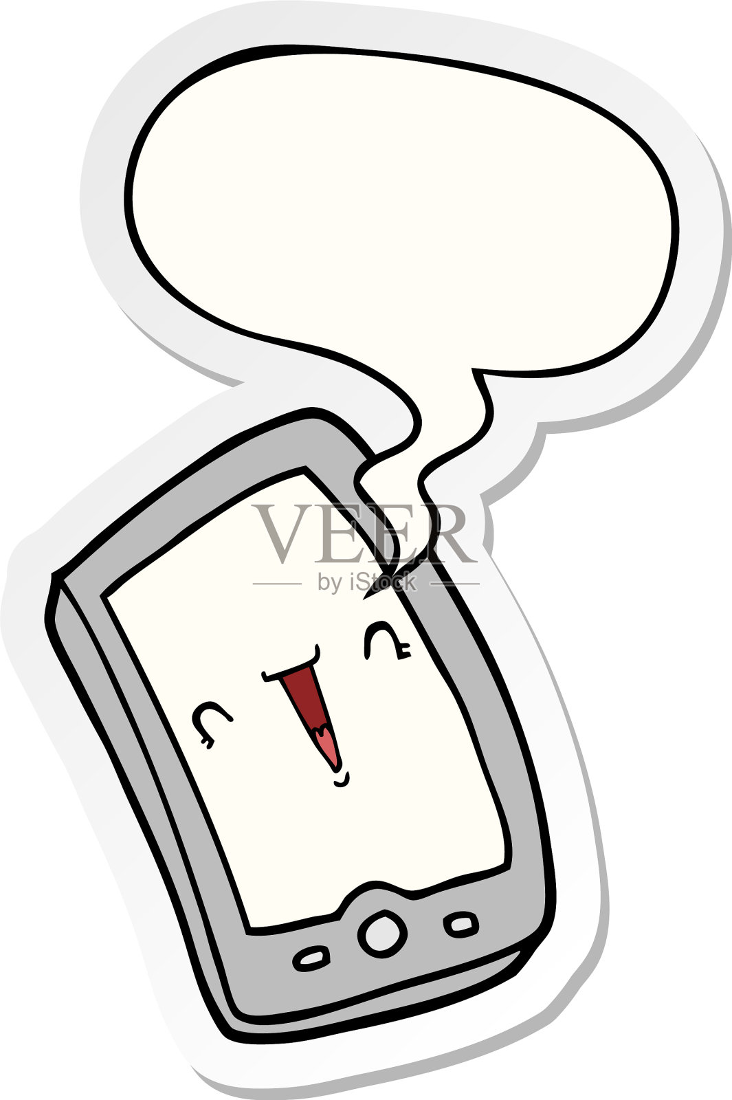 可爱的卡通手机和语音泡泡插画图片素材