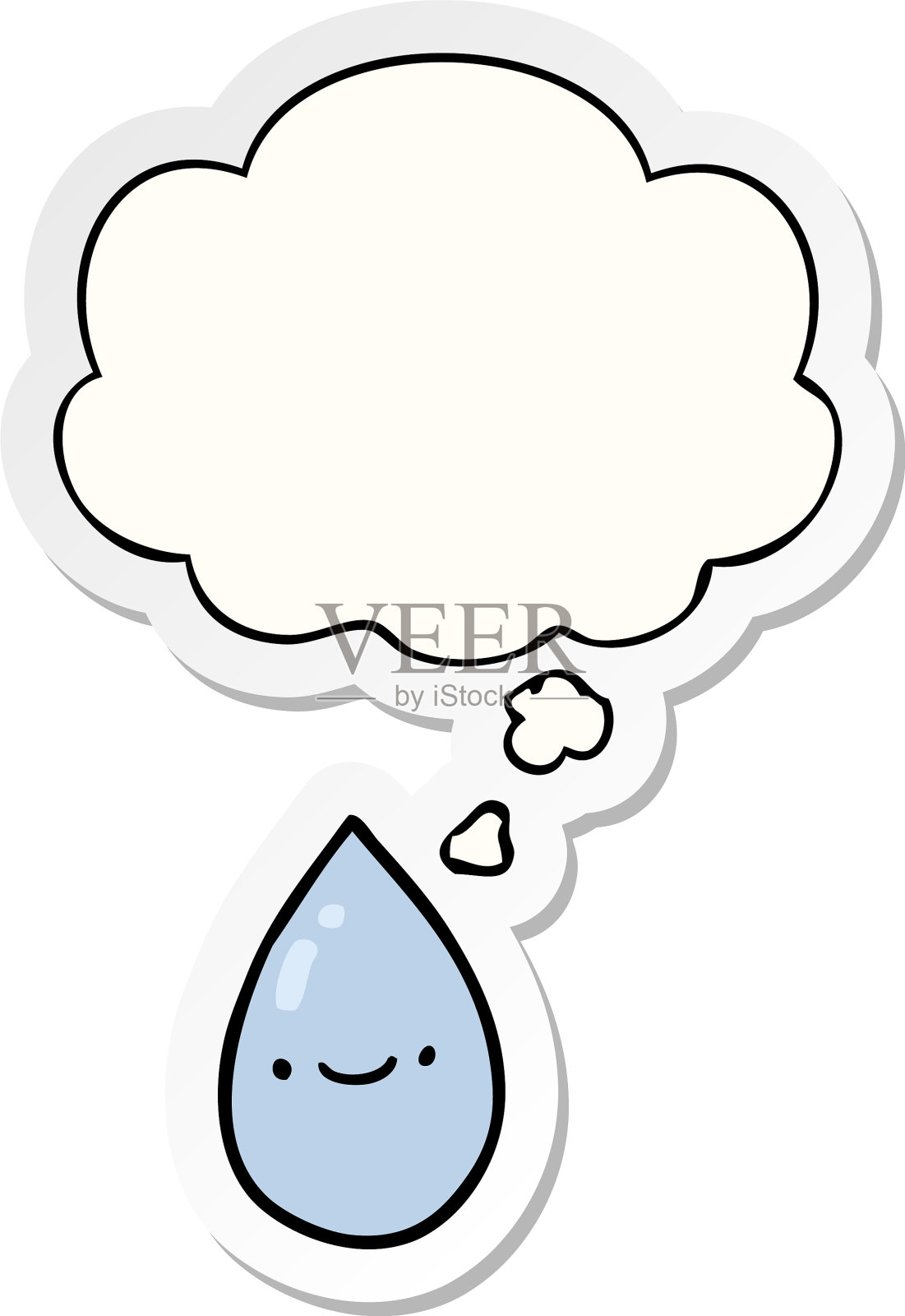 卡通雨滴和思想泡泡作为印刷设计元素图片