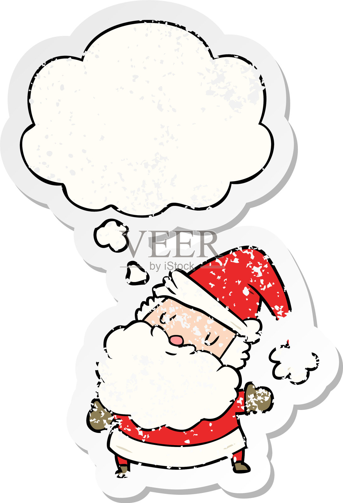 卡通圣诞老人和思想泡泡作为一个设计元素图片