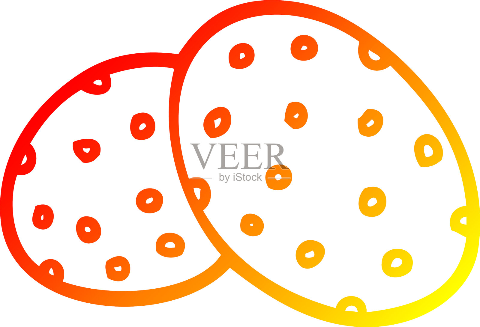 暖梯度线画两个大卡通饼干设计元素图片