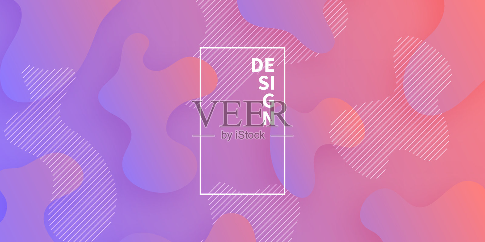 在粉色渐变背景上使用流体形状的抽象设计插画图片素材