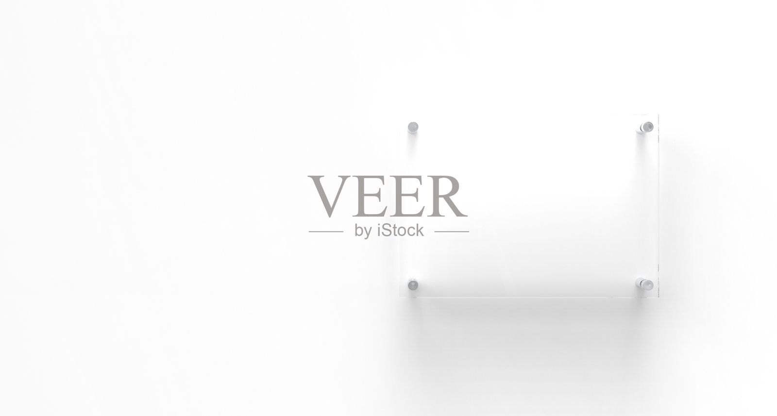 空白A4透明玻璃办公室企业标牌板模拟品牌，标志模板。透明亚克力广告招牌前视图模型。三维渲染照片摄影图片