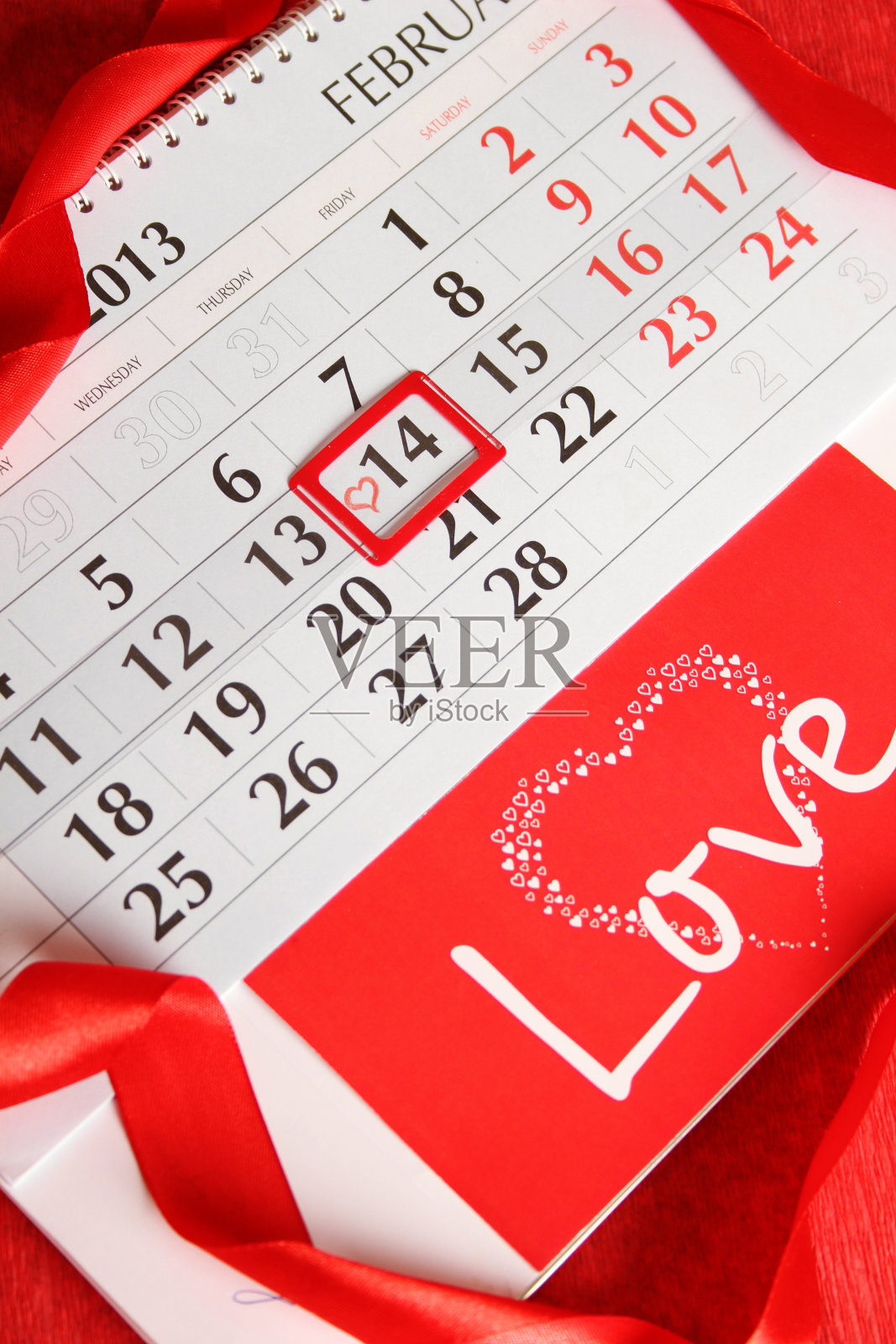 情人节的日历照片摄影图片