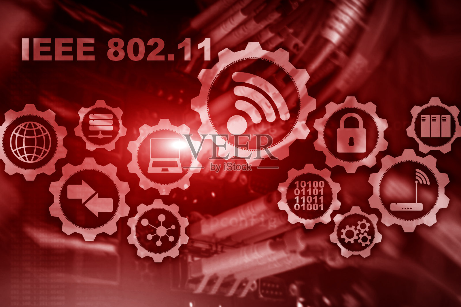 无线数据传输概念IEEE 802.11。服务器背景照片摄影图片