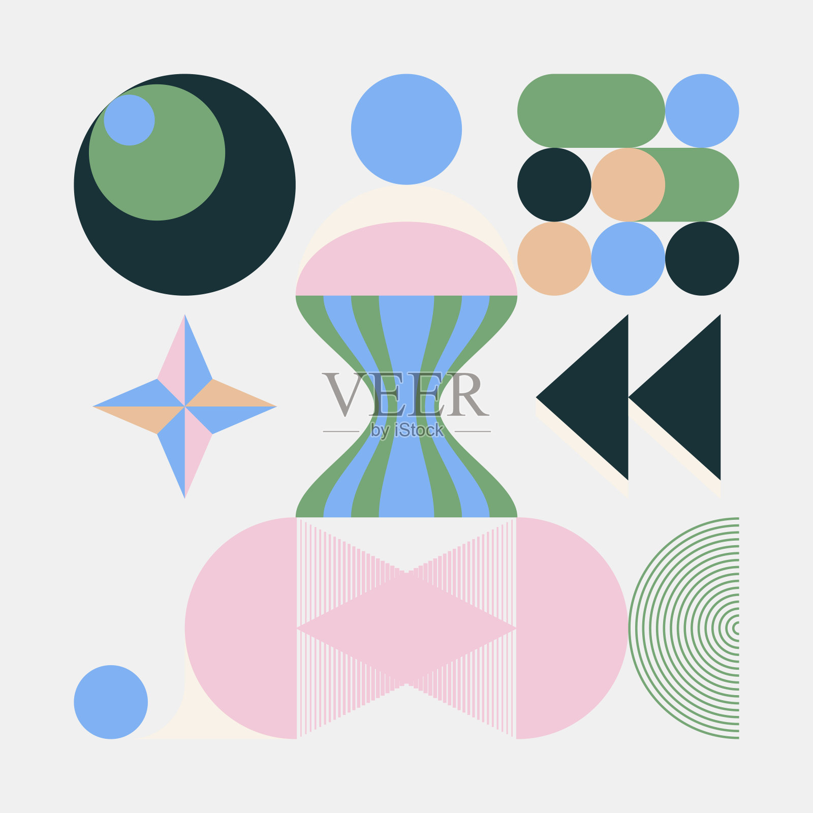 抽象矢量图案图形与各种几何形状和元素插画图片素材