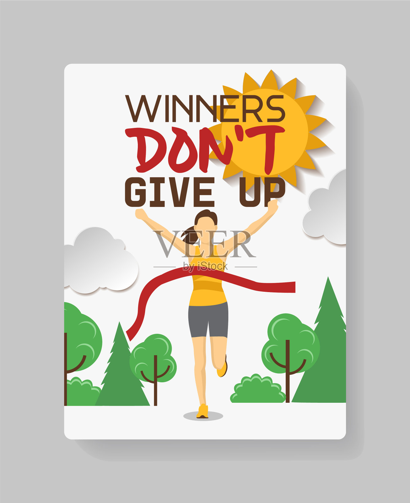 女运动员跑过终点线插画图片素材