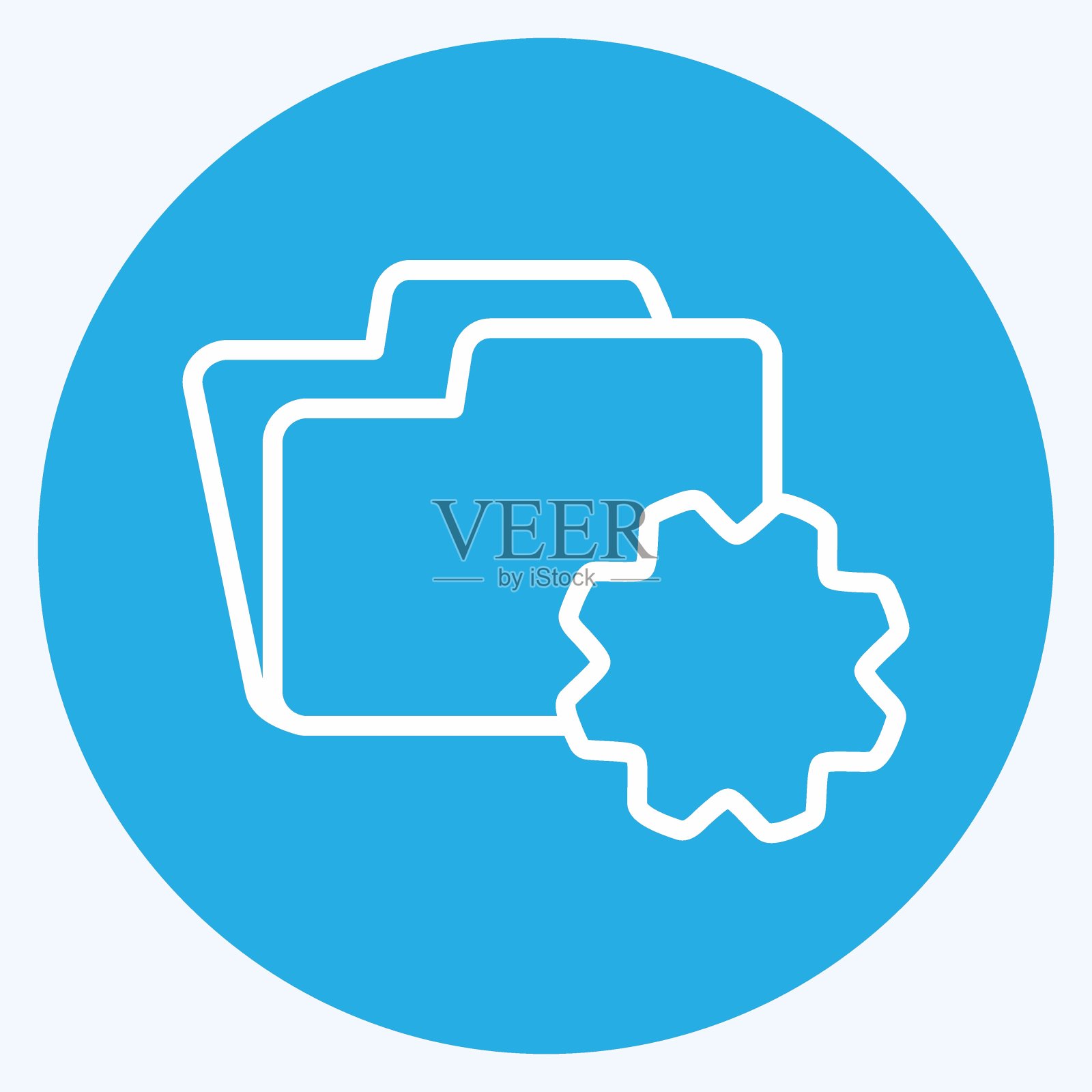 图标文件夹设置。适用于编程符号。蓝眼睛的风格。简单的设计可编辑。设计模板向量。简单的符号说明插画图片素材