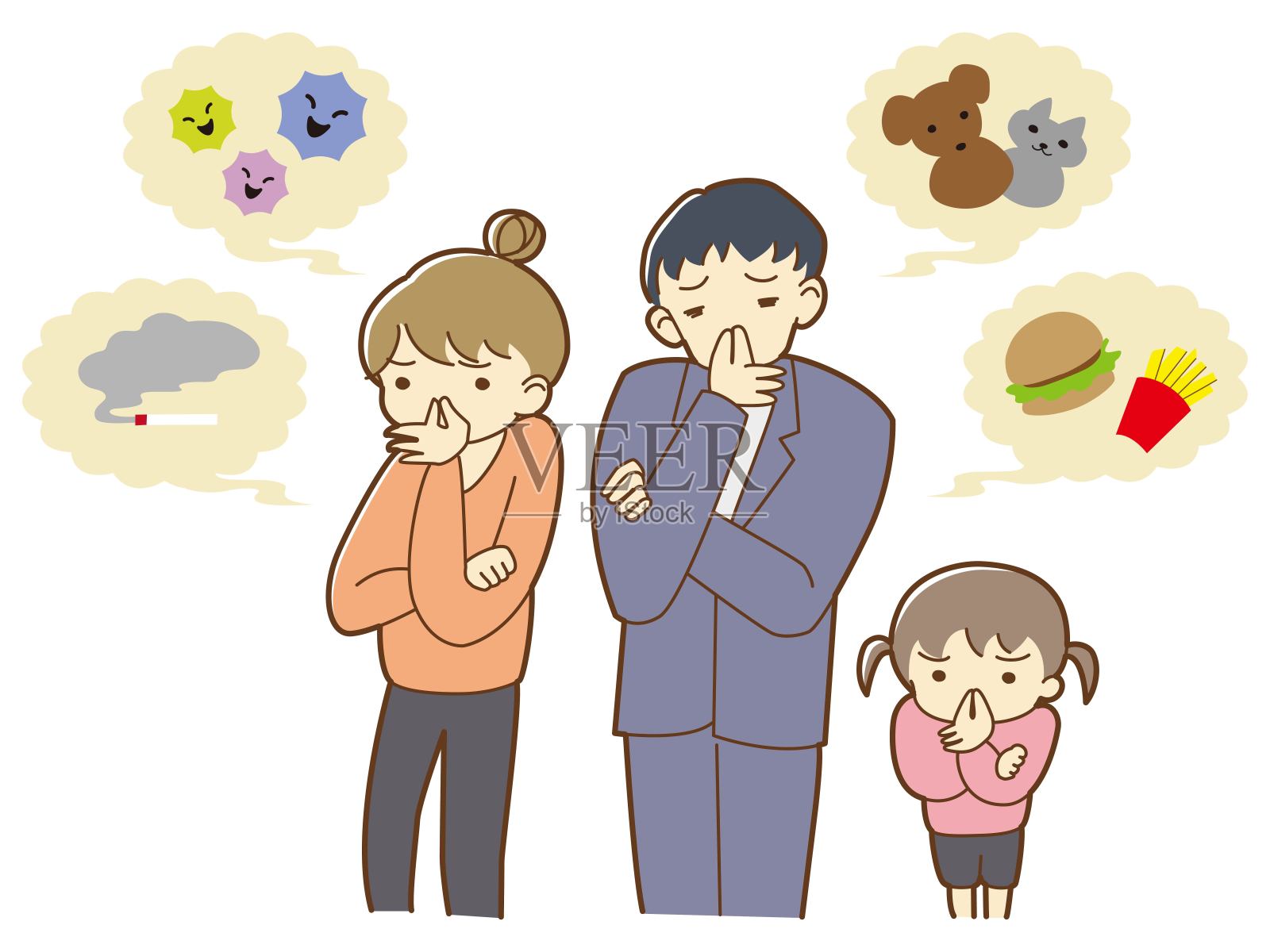 一个担心难闻气味的人的例证插画图片素材