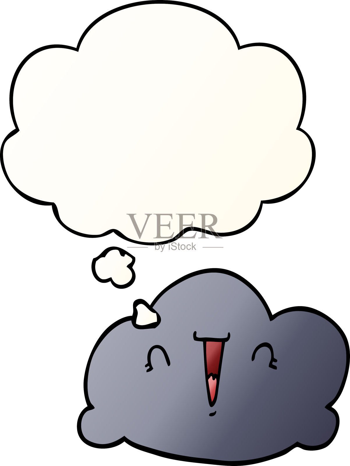 卡通云和思想泡泡在顺利设计元素图片