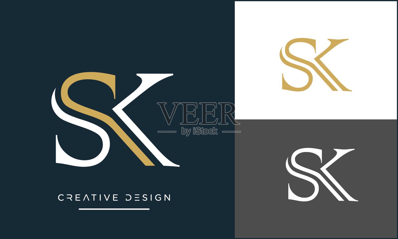 SK, KS抽象字母图标标志向量字母组合设计元素图片