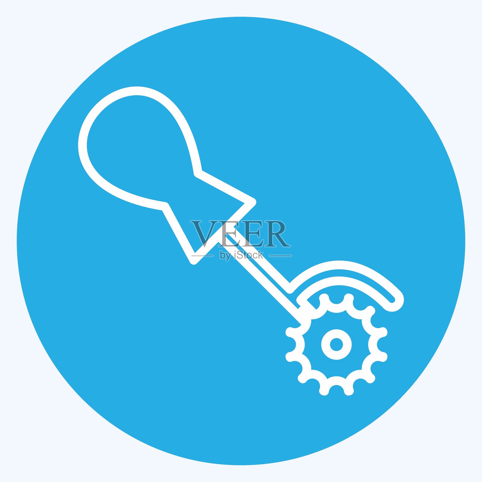 图标旋转切割机织物。适合裁缝标志。蓝眼睛的风格。简单的设计可编辑。设计模板向量。简单的符号说明插画图片素材