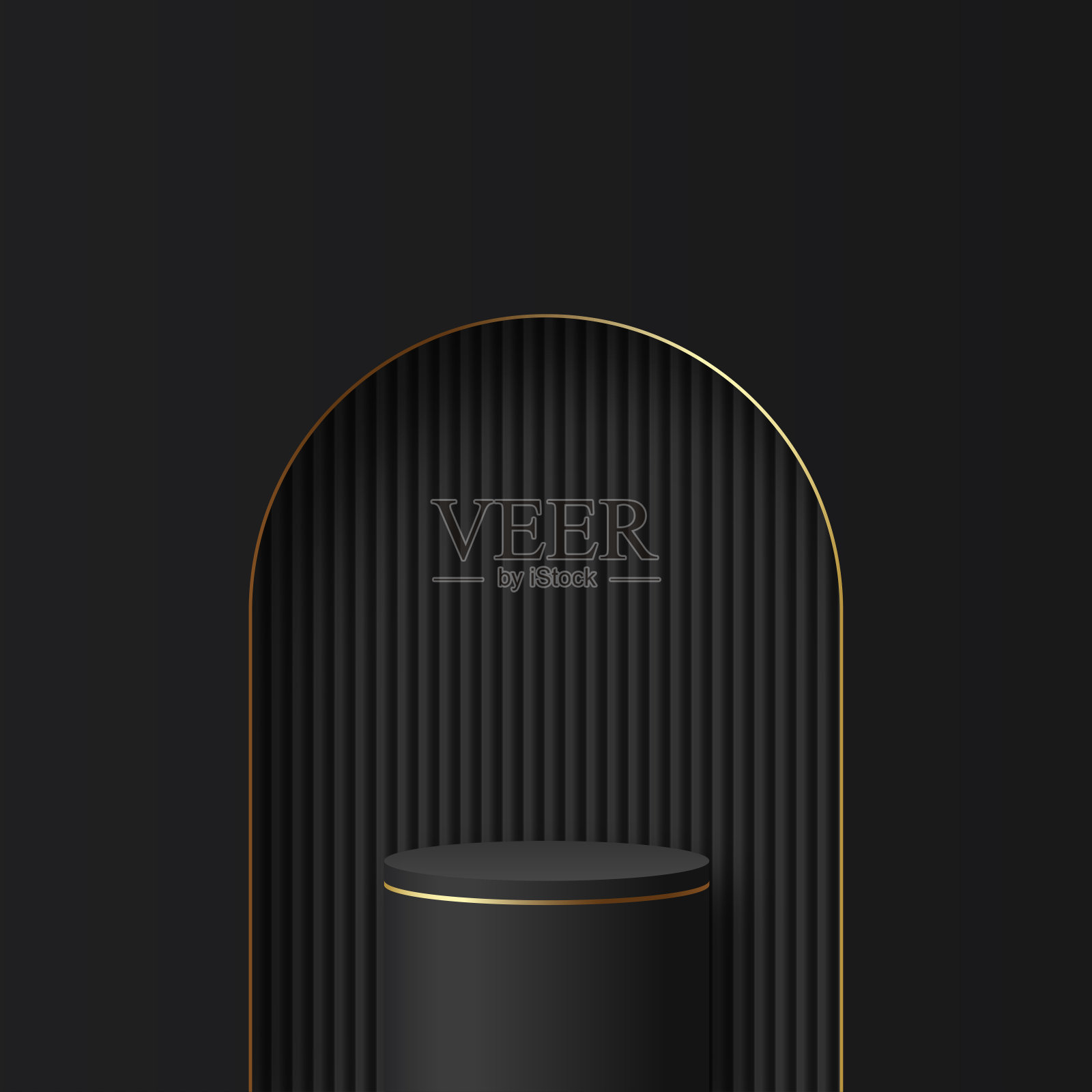 抽象的背景与黑色和金色的讲台进行展示。向量插画图片素材